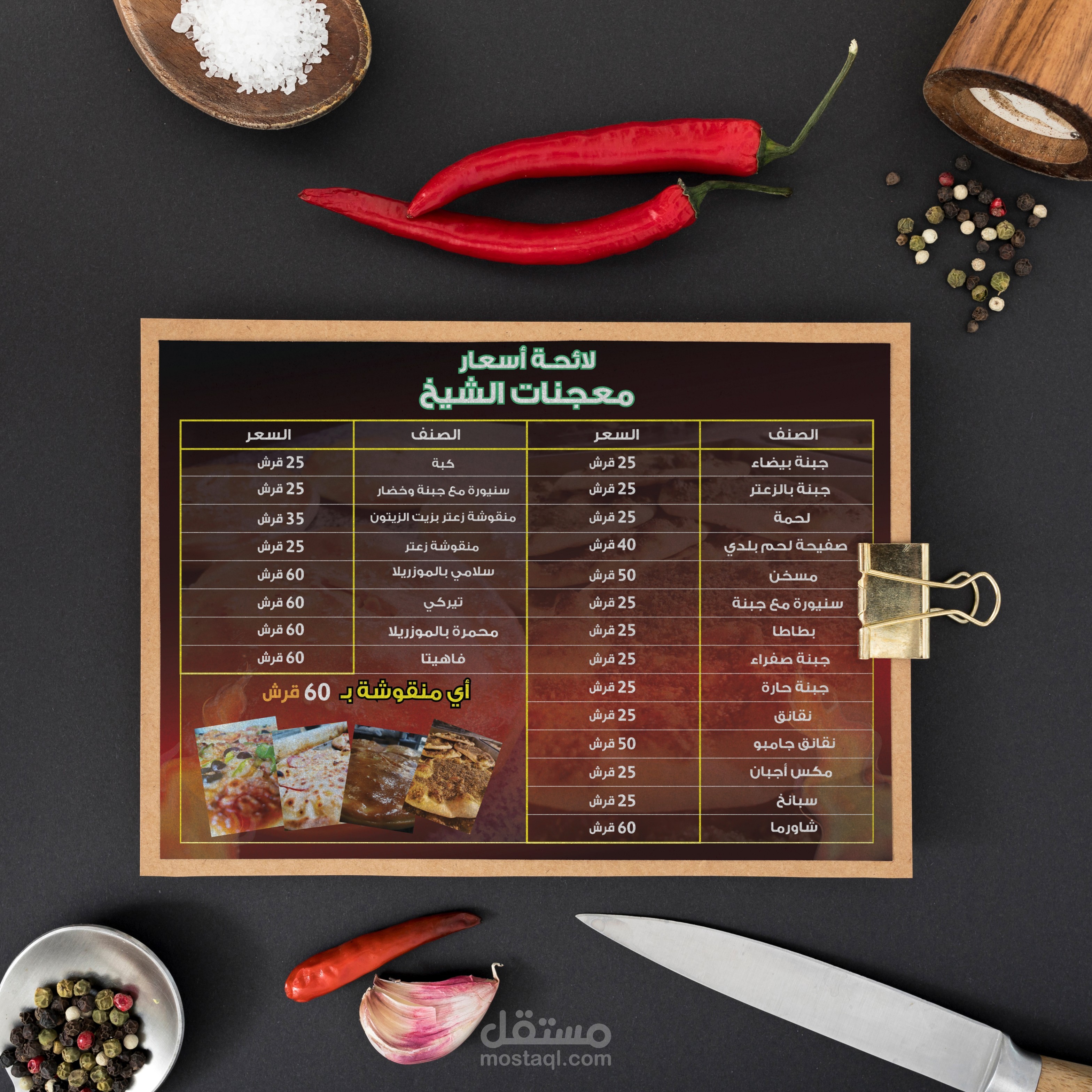 منيو مطعم معجنات سورية