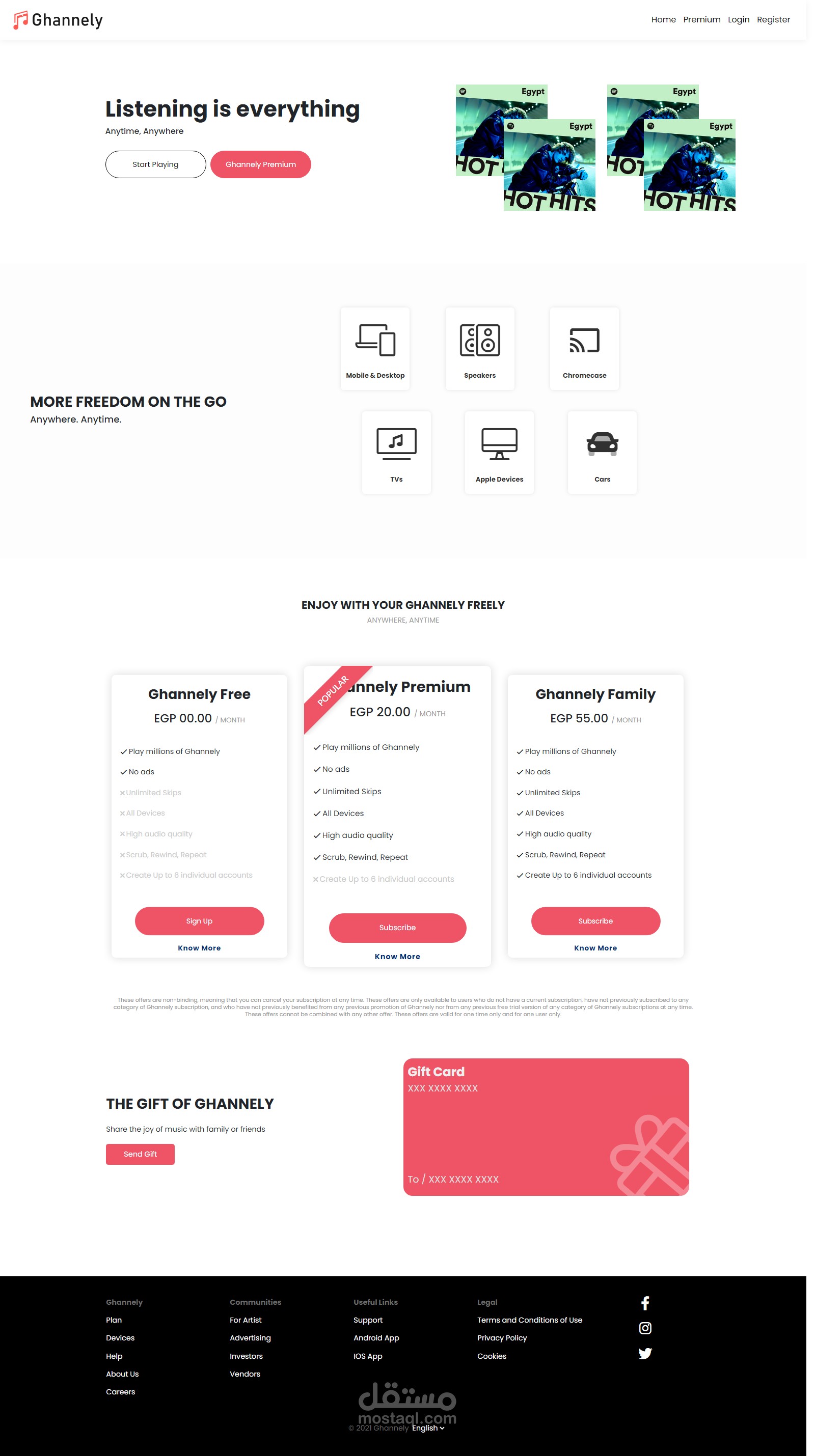Ghannely - Music player website (Front-end & Back-end)