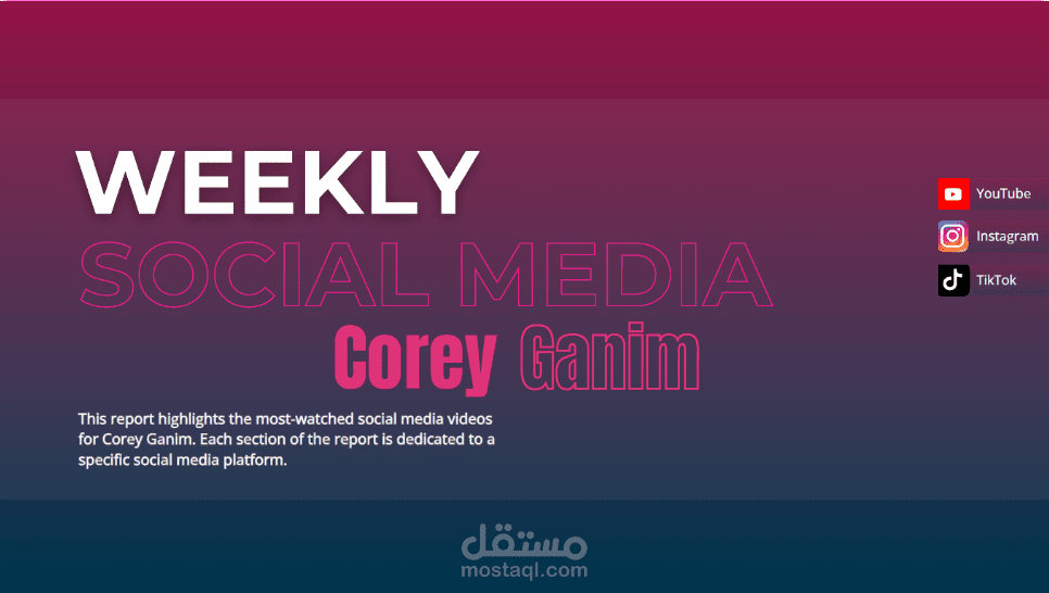 لوحة تحليلات وسائل التواصل الاجتماعي ل YouTube, Instagram, and TikTok