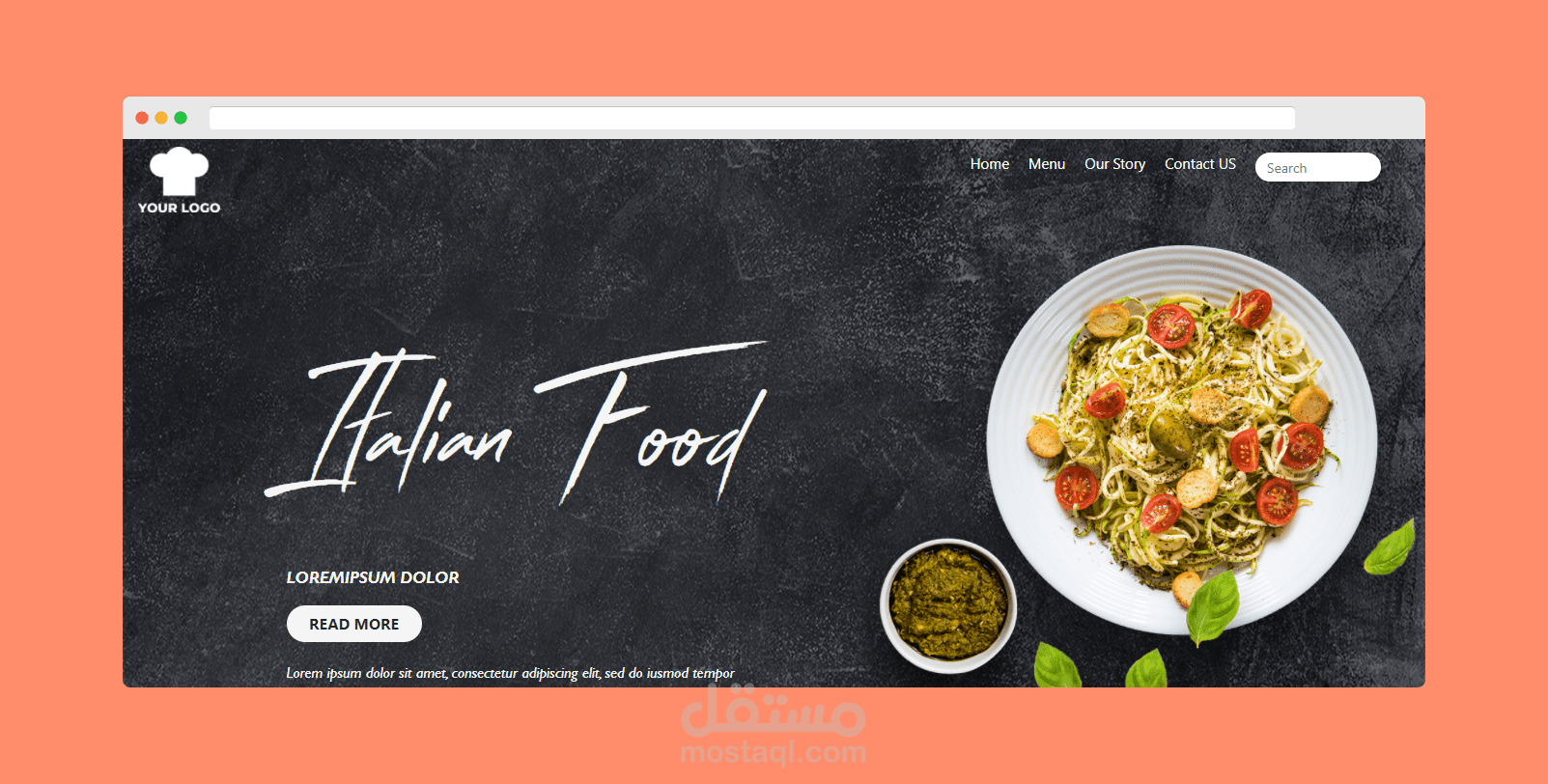 صفحة هبوط Italian food landing page