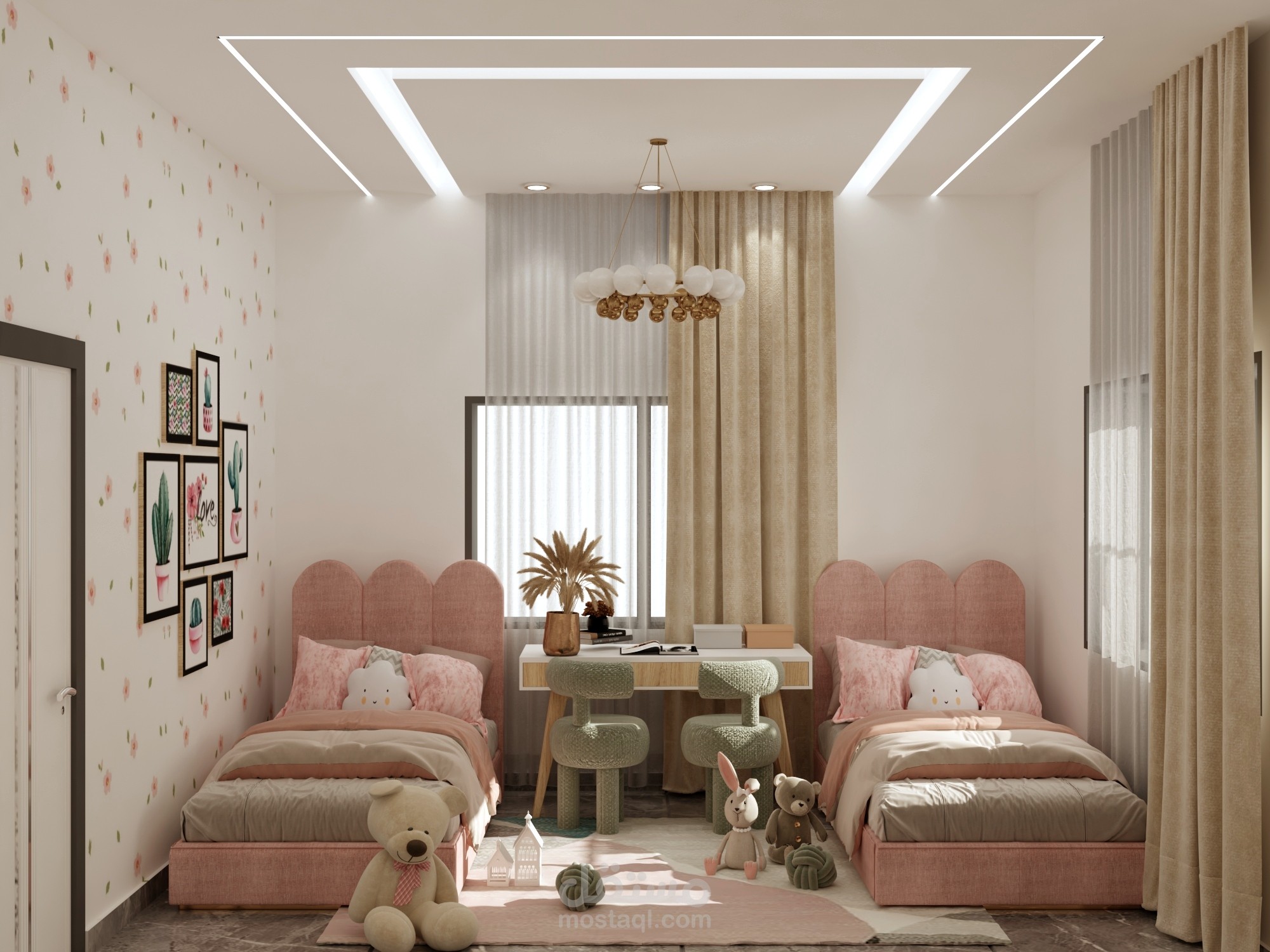 تصميم الديكور الداخلي لغرفة نوم بنات