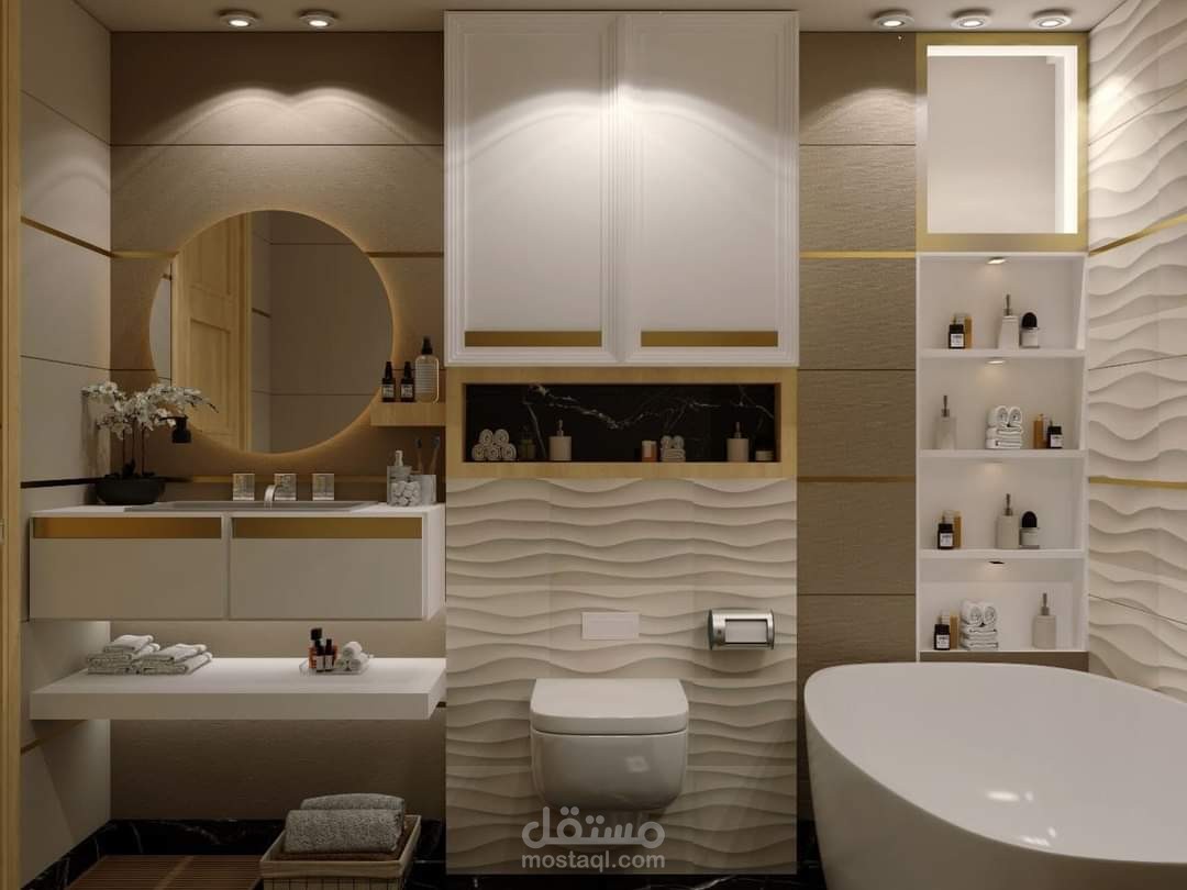 تصميم الديكور الداخلي لحمام كبير