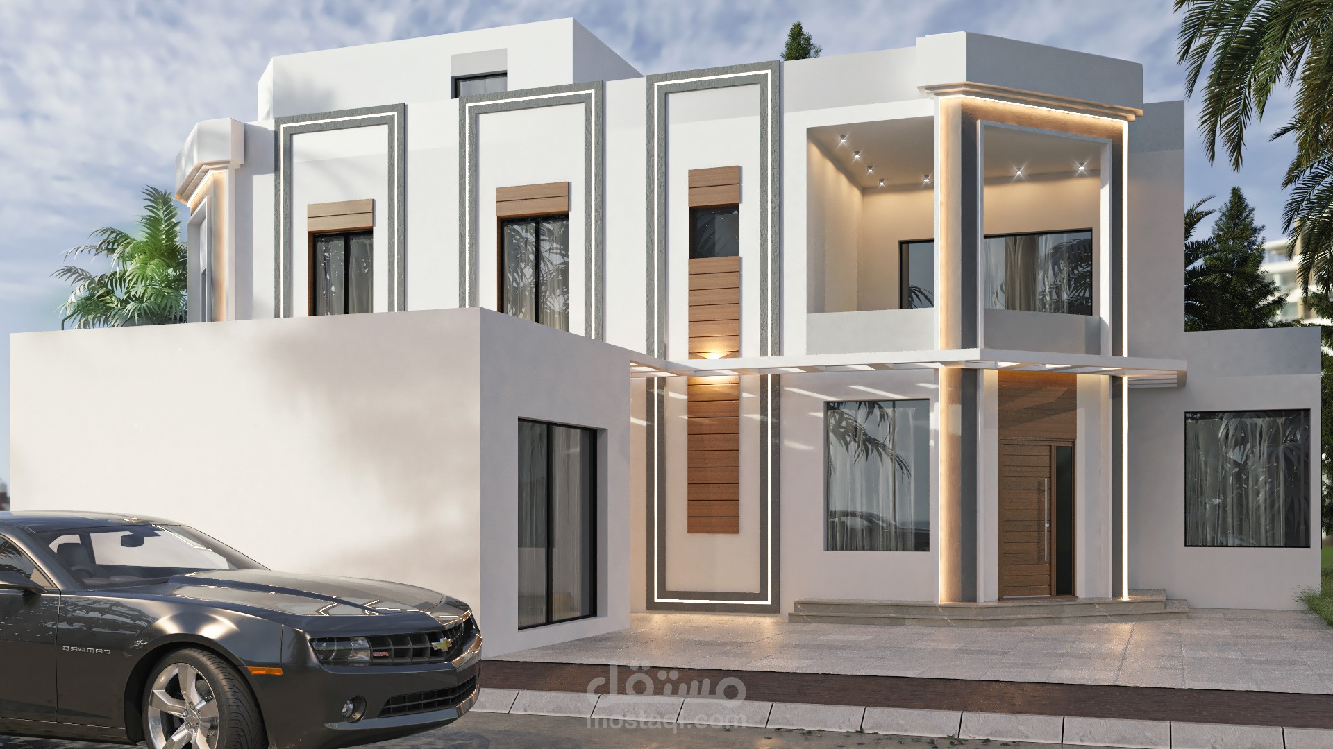 واجهة فيلا بنمط نيو كلاسيك في السعودية