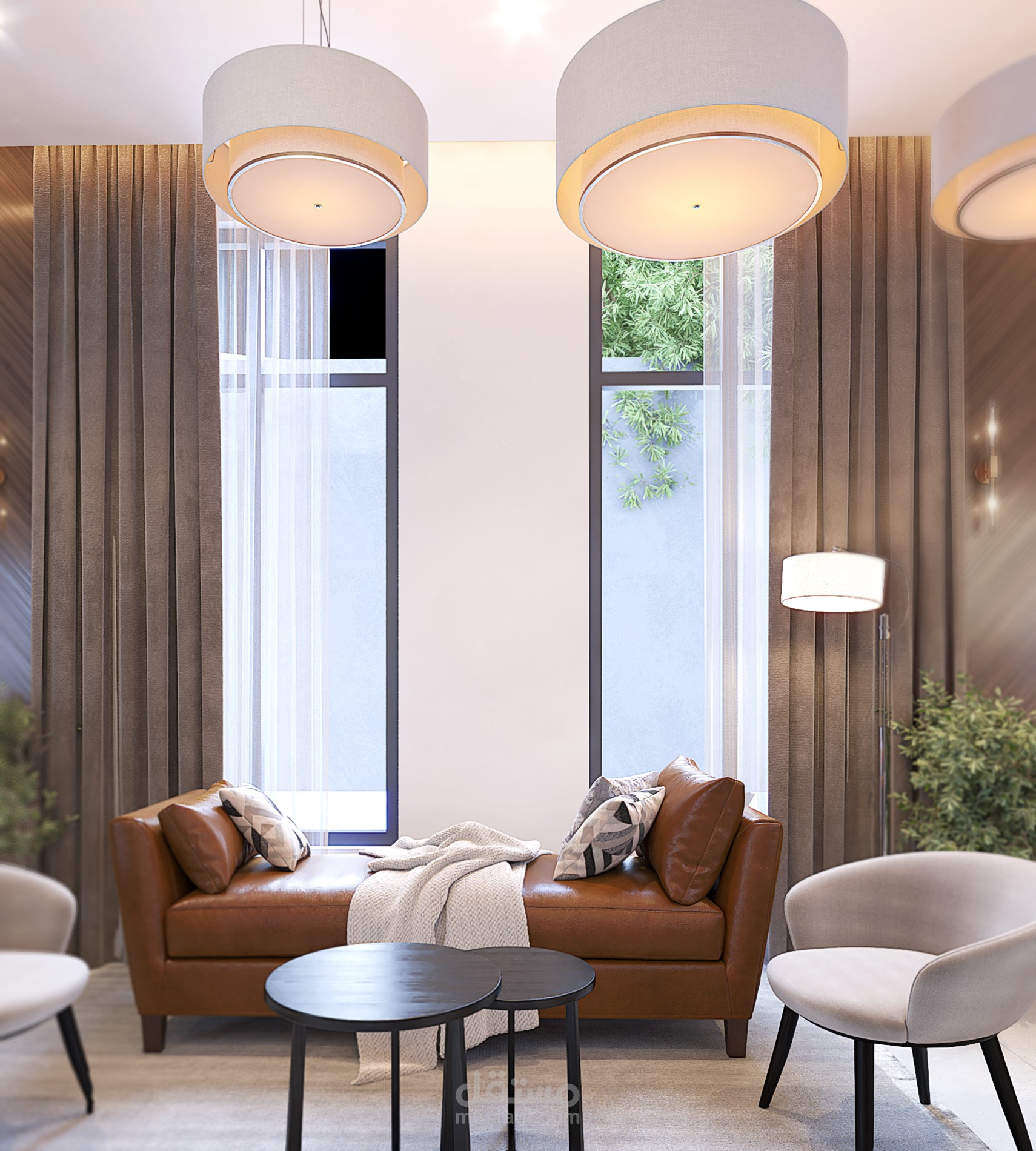 تصميم داخلي لمدخل + صالة+مجلس نساء