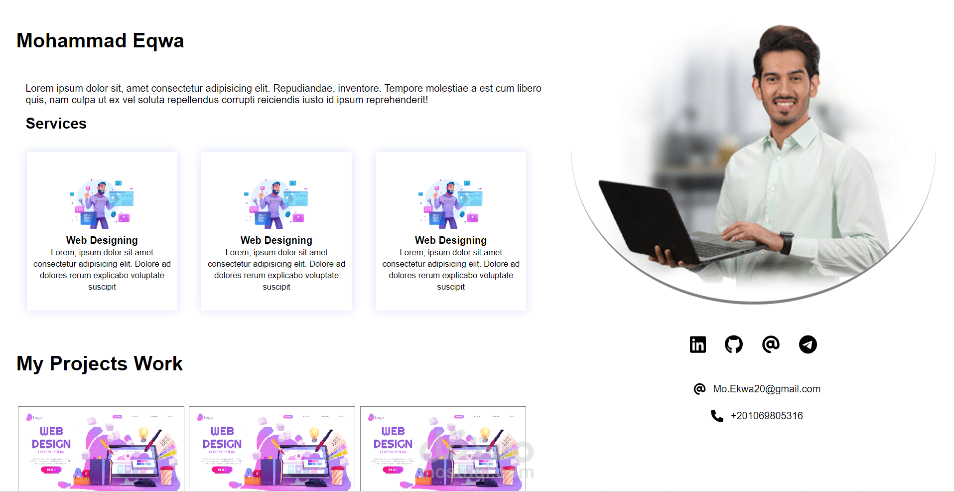 تصميم وتطوير موقع تعريف شخصى