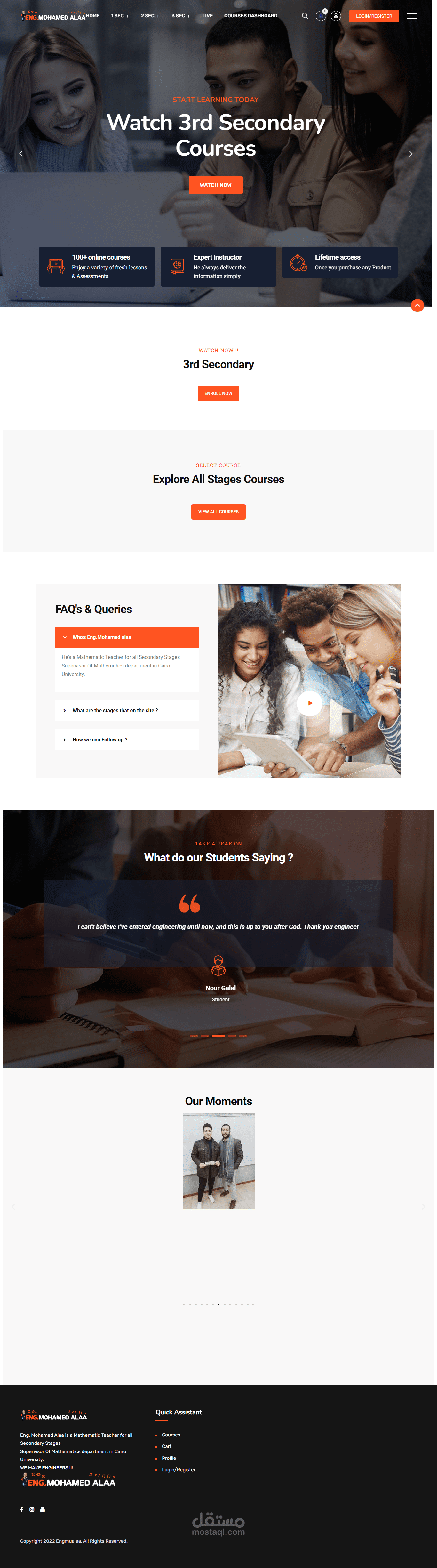 تطوير منصه خاصه بكورسات التعليم الثانوي المصري(ووردبريس)