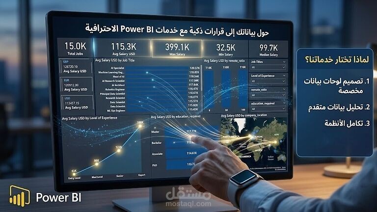 Power BI Dashboards لتحليل الرواتب والوظائف | Data Analysis & Visualization
