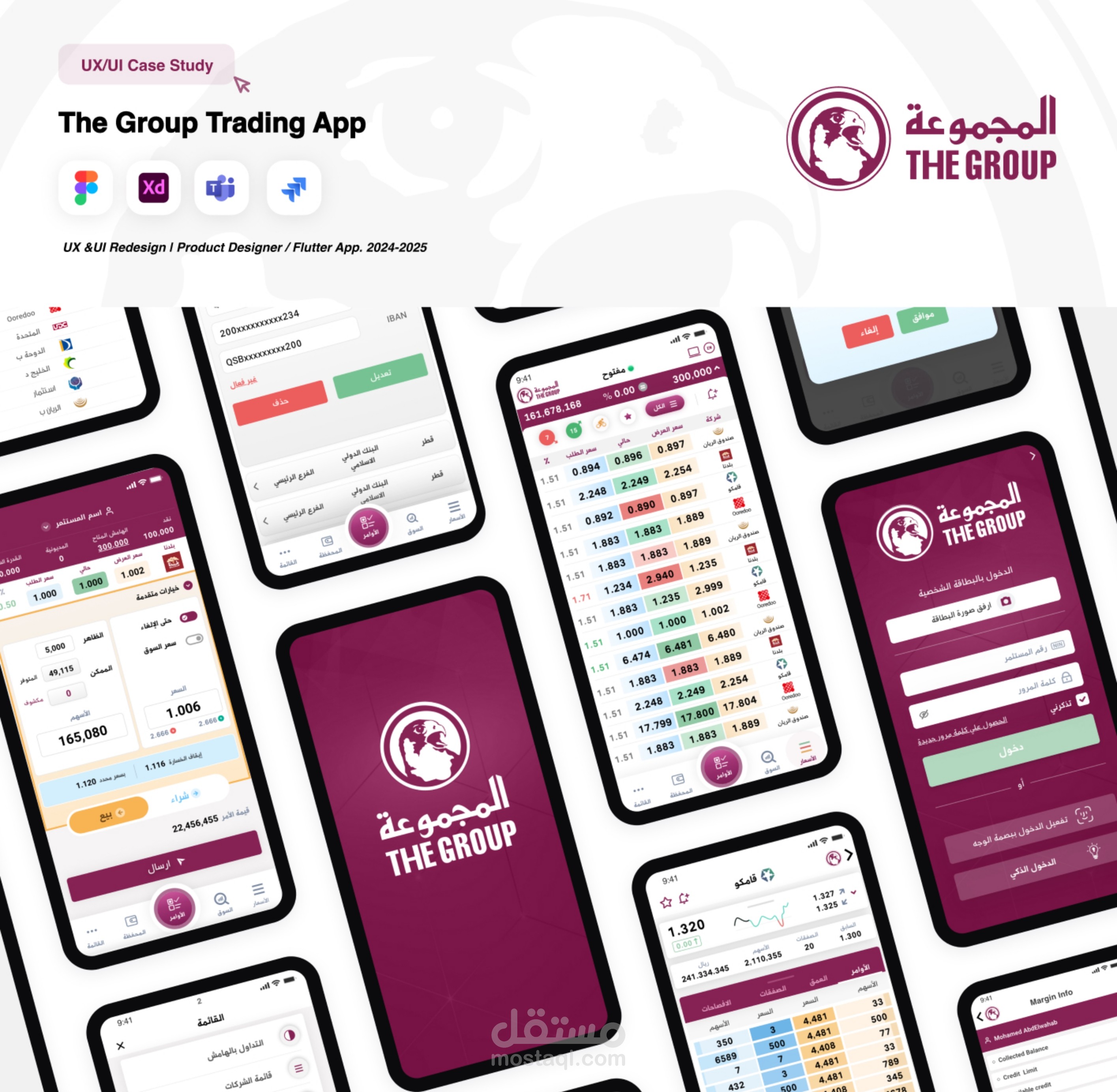 تصميم تجربة مستخدم كامله لتطبيق تداول بقطر ( المجموعة لتداول الاوراق المالية)