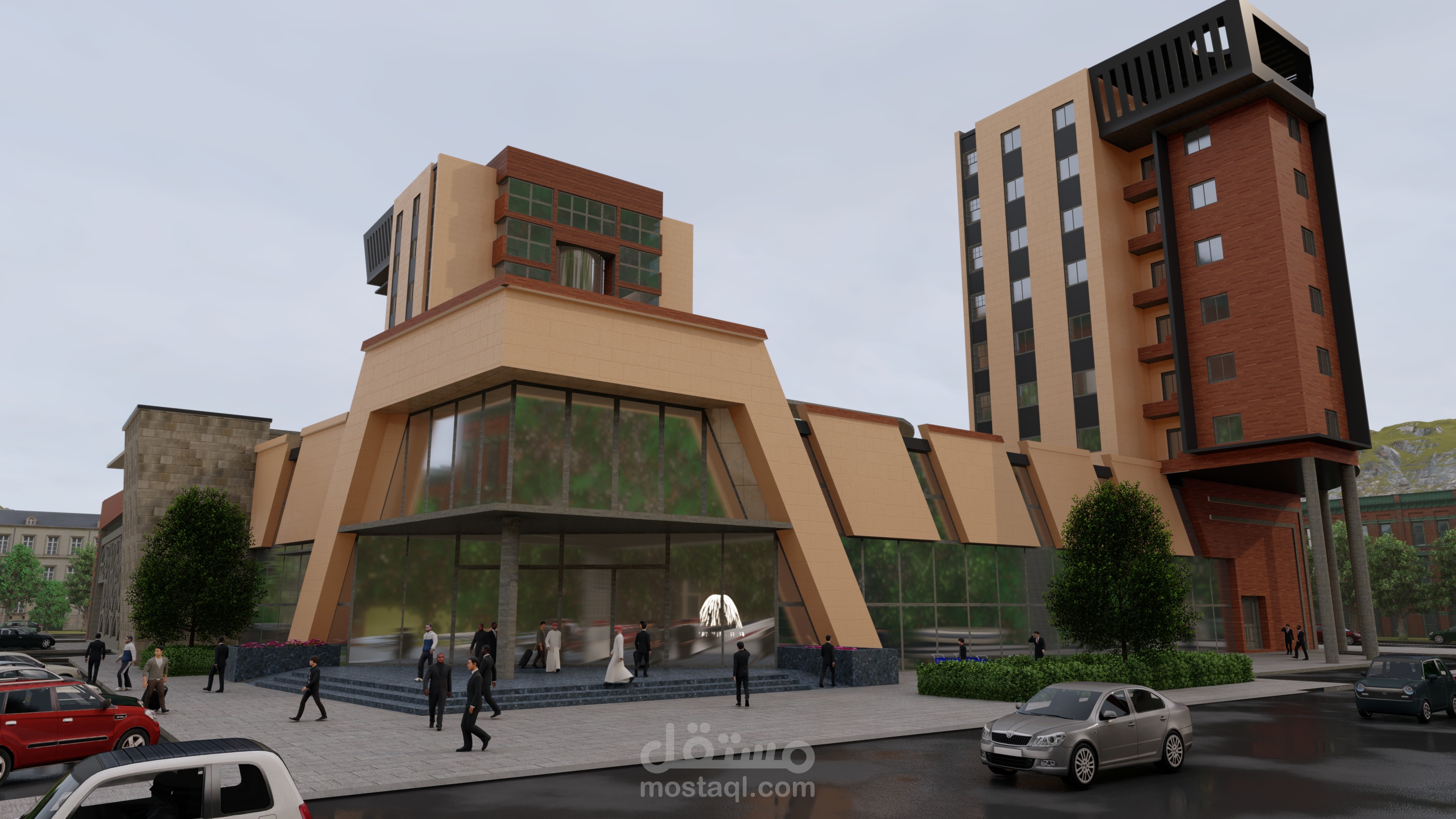 تصميم مول تجاري مع سكنات