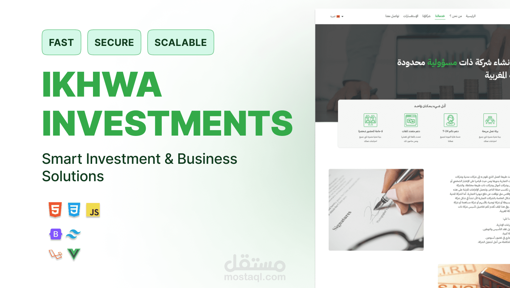 مشروع تطوير موقع تعريفي متعدد اللغات لشركة IKHWA INVESTMENTS