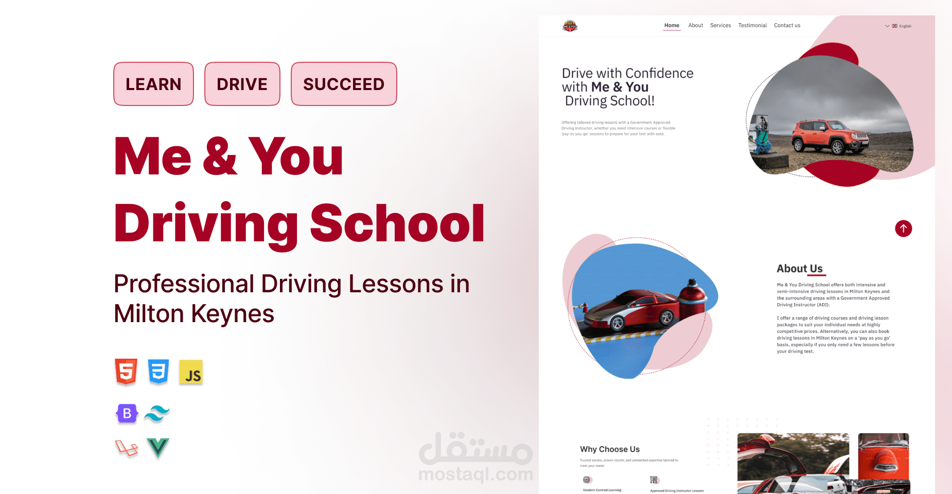 صفحة هبوط لمدرسة تعليم القيادة Me & You