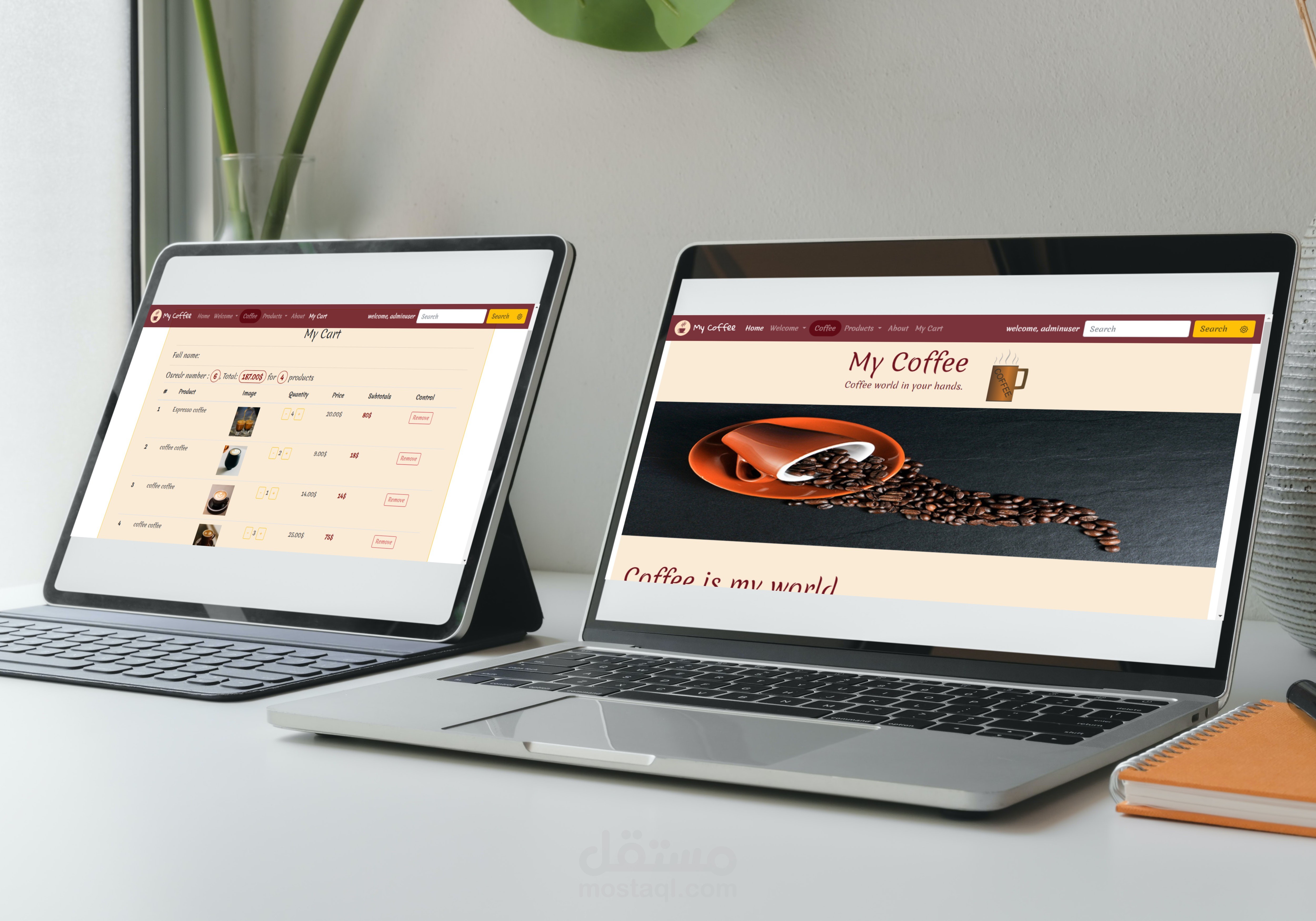 تطوير موقع ( my coffee ) الواجهة الخلفية باستخدام اطار عمل django
