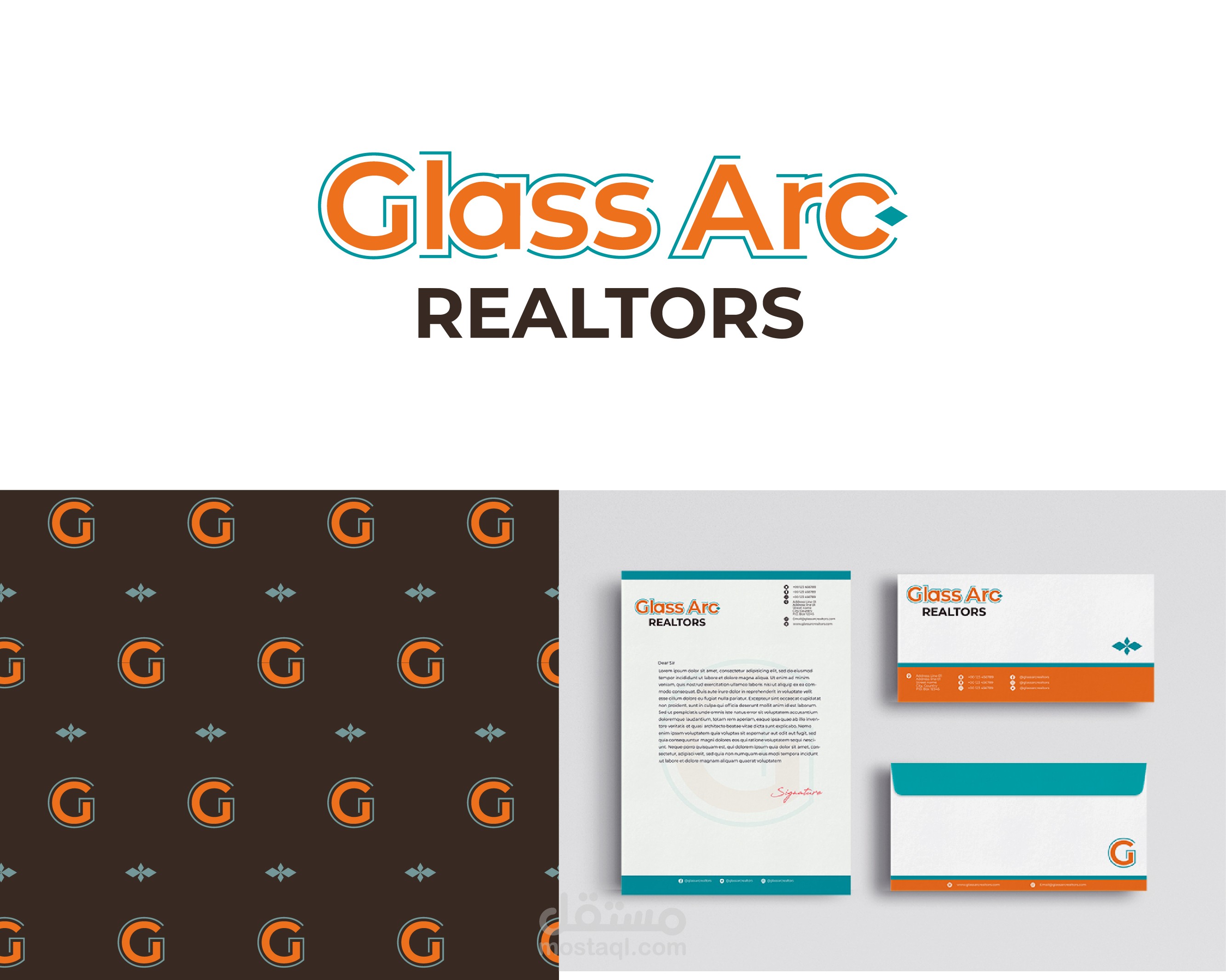 تصميم هوية بصرية لشركة عقارات Glass Arc