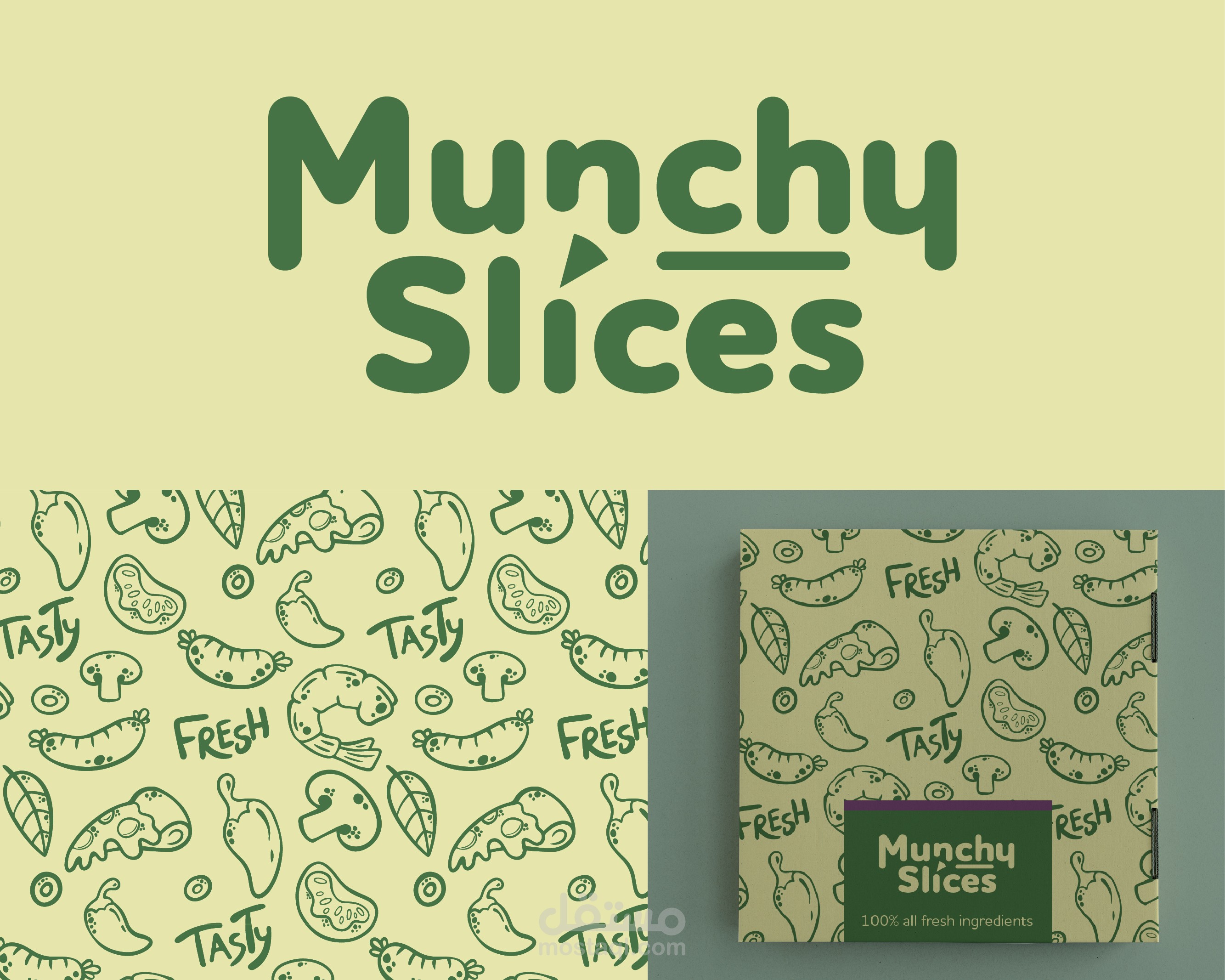 تصميم لوجو و هوية بصرية لمطعم بيتزا.