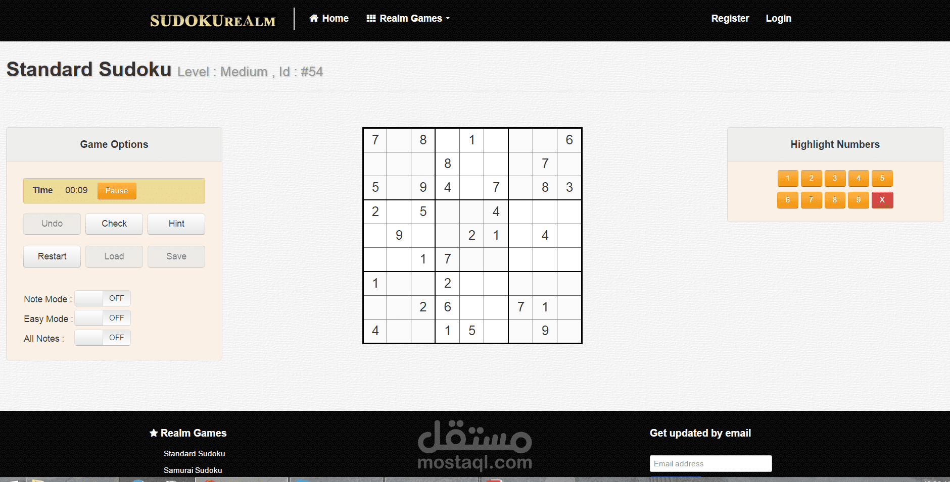موقع لعبة السودوكو