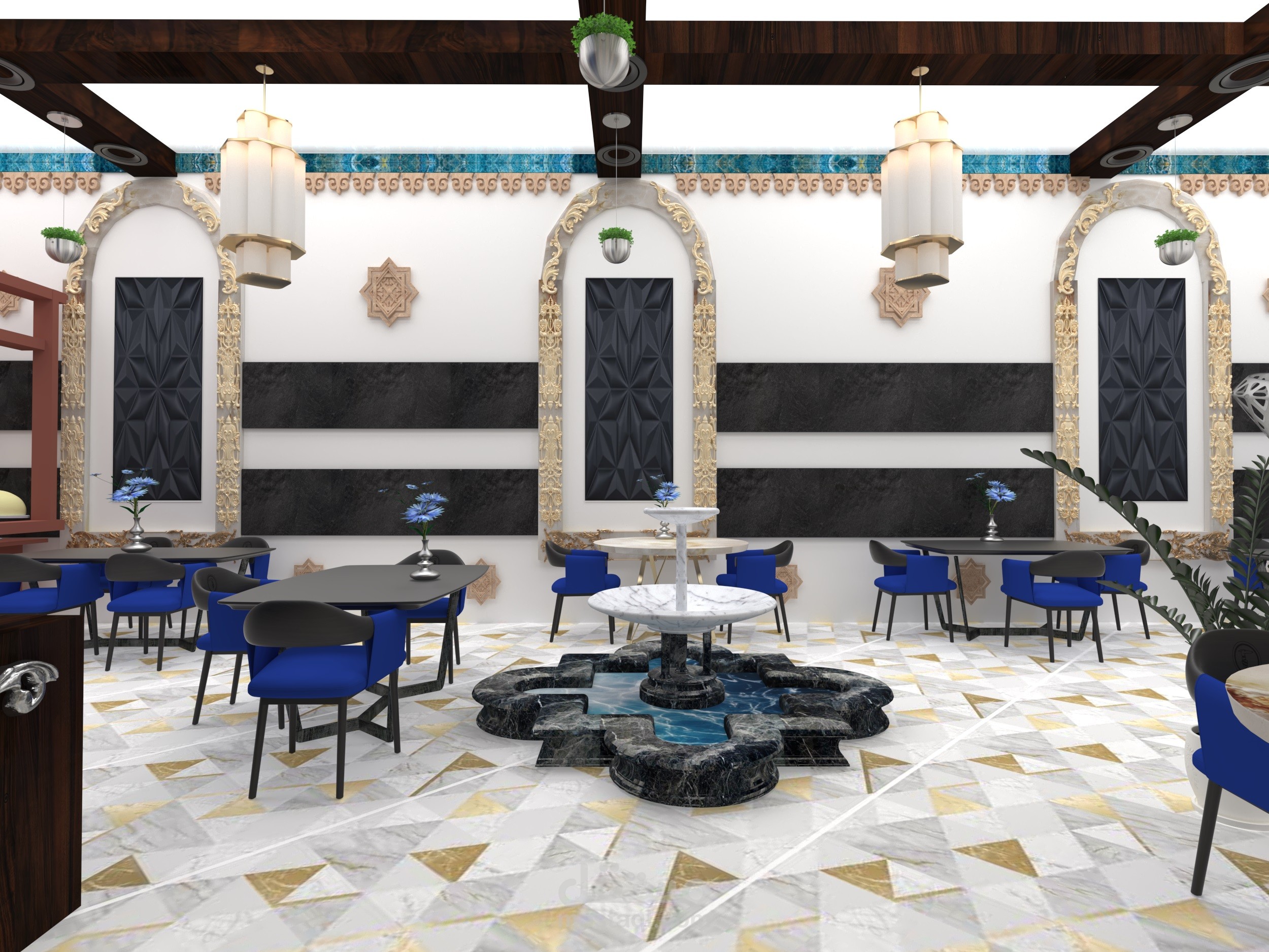 تصميم داخلي ل بوفيه دمشقي مودرن
