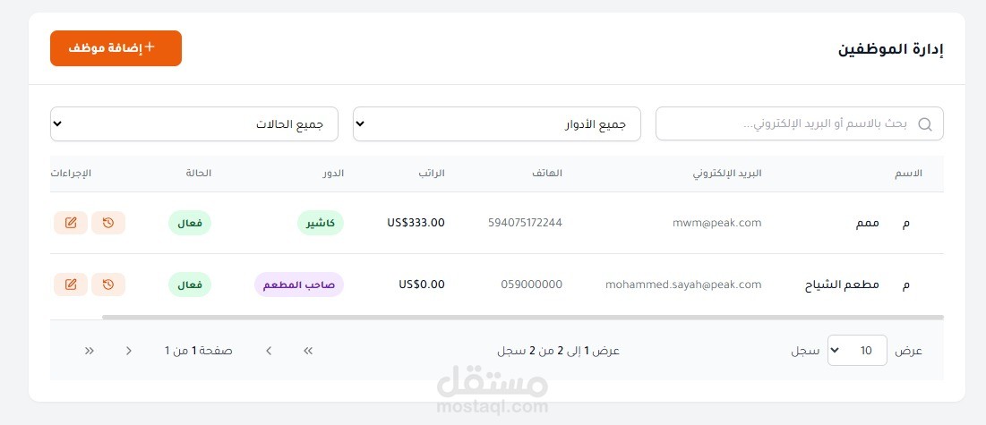 مشروع ادارة مطاعم PEAK