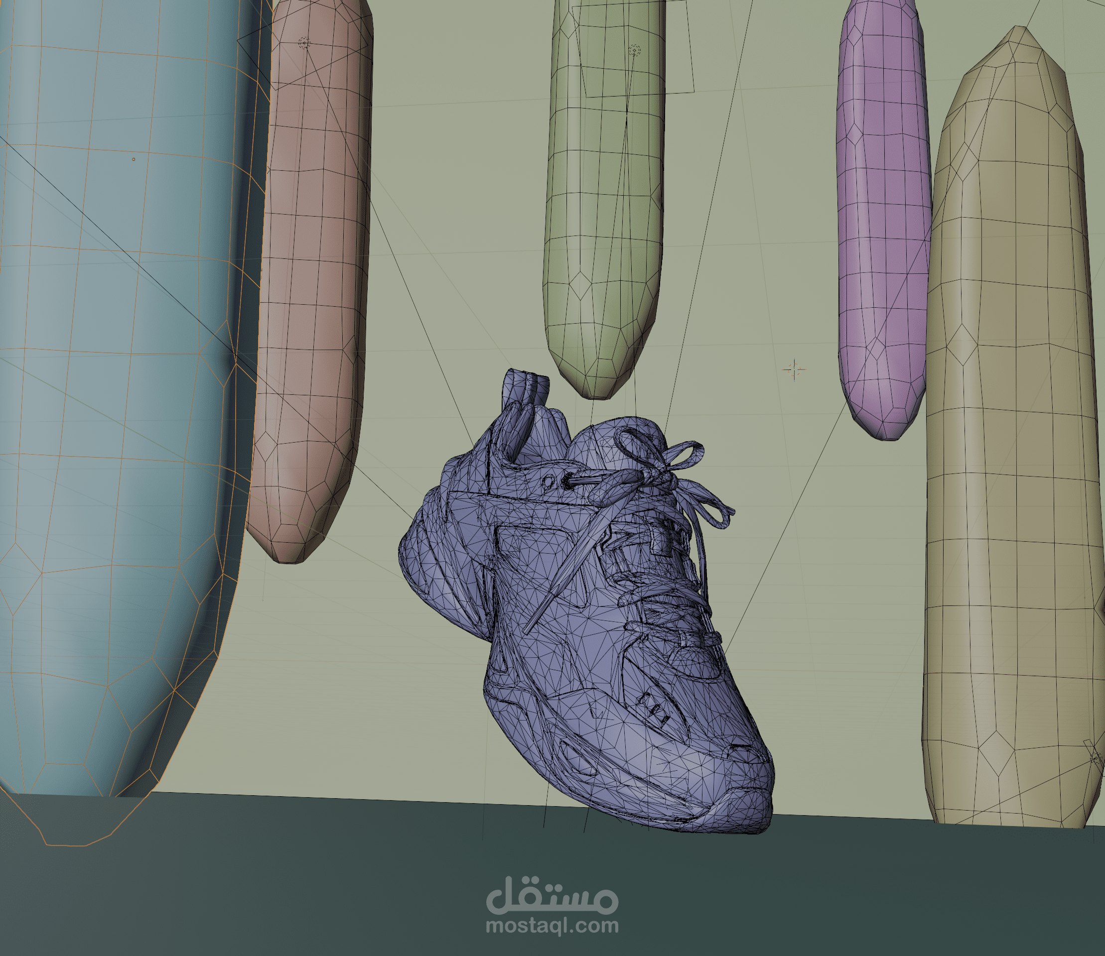 رندر واقعي لحذاء رياضي 3D – تصميم وإضاءة درامية |