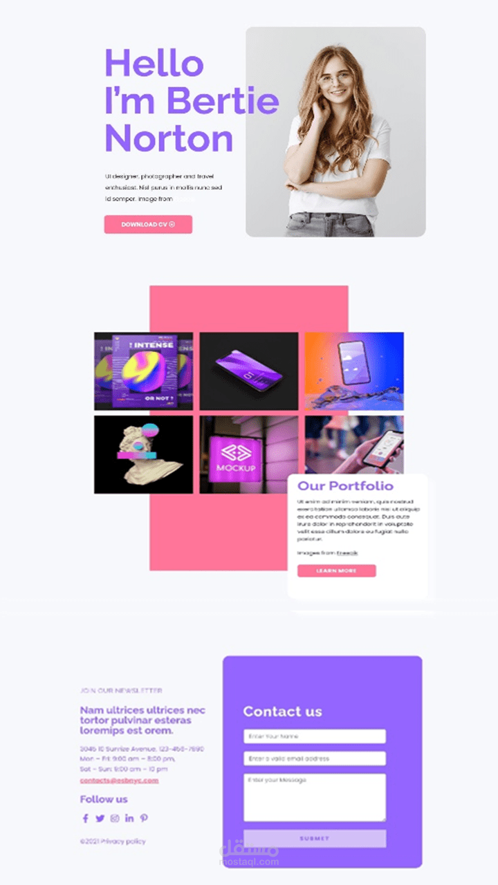 تصميم موقع شخصي ( Protfolio)