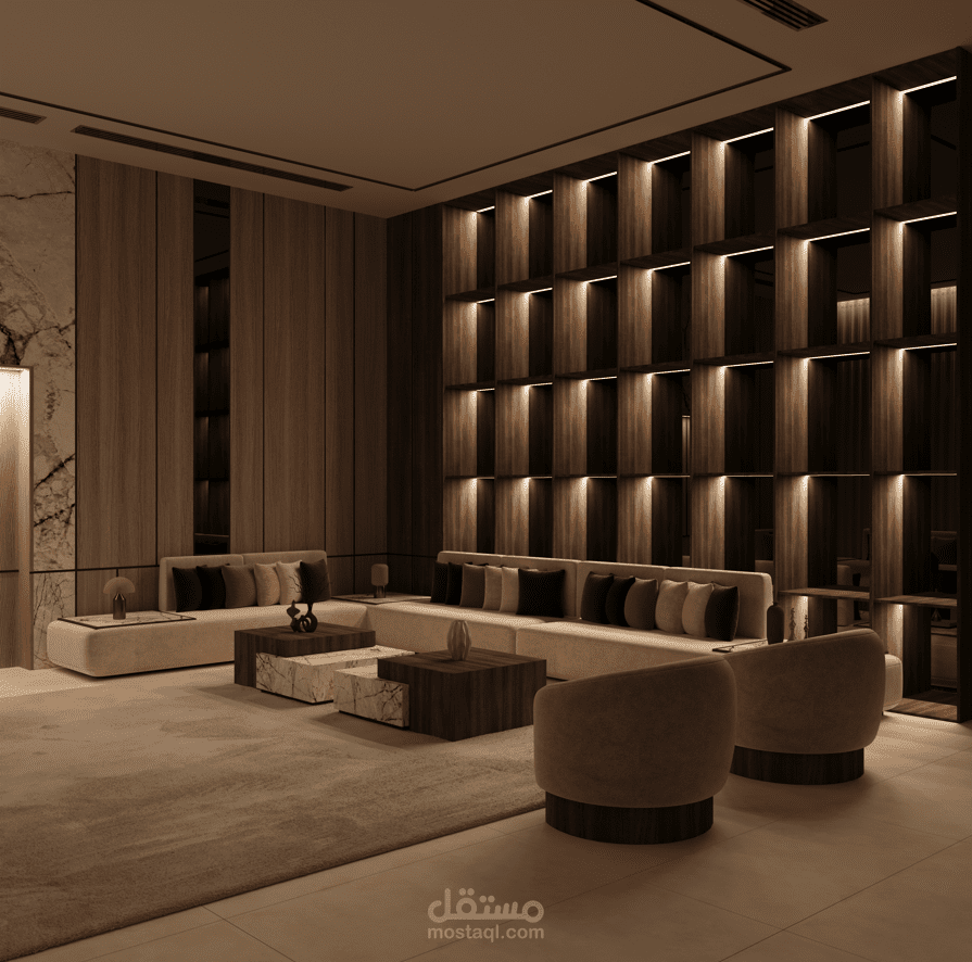 تصميم داخلي لمجلس رجال مودرن في ابوظبي
