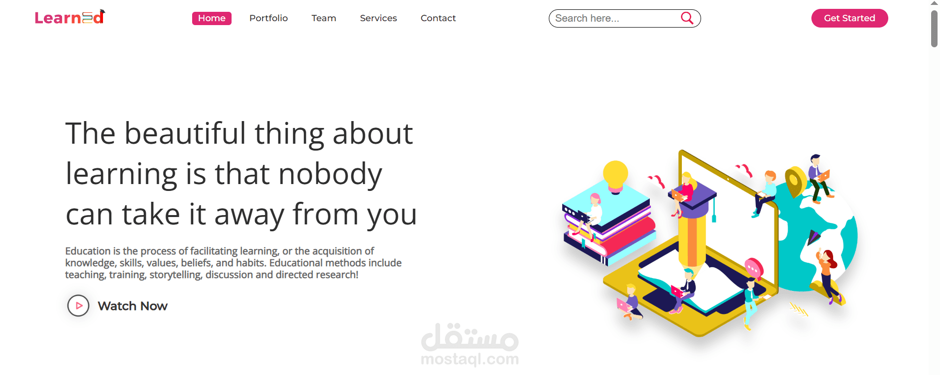 برمجة وتصميم واجهات مستخدم لموقع تعليمي