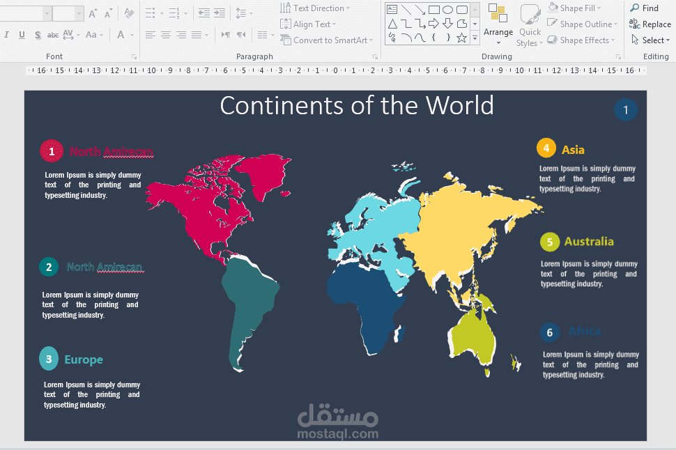 عرض تقديمي لقارات العالم باستخدام البوربوينت