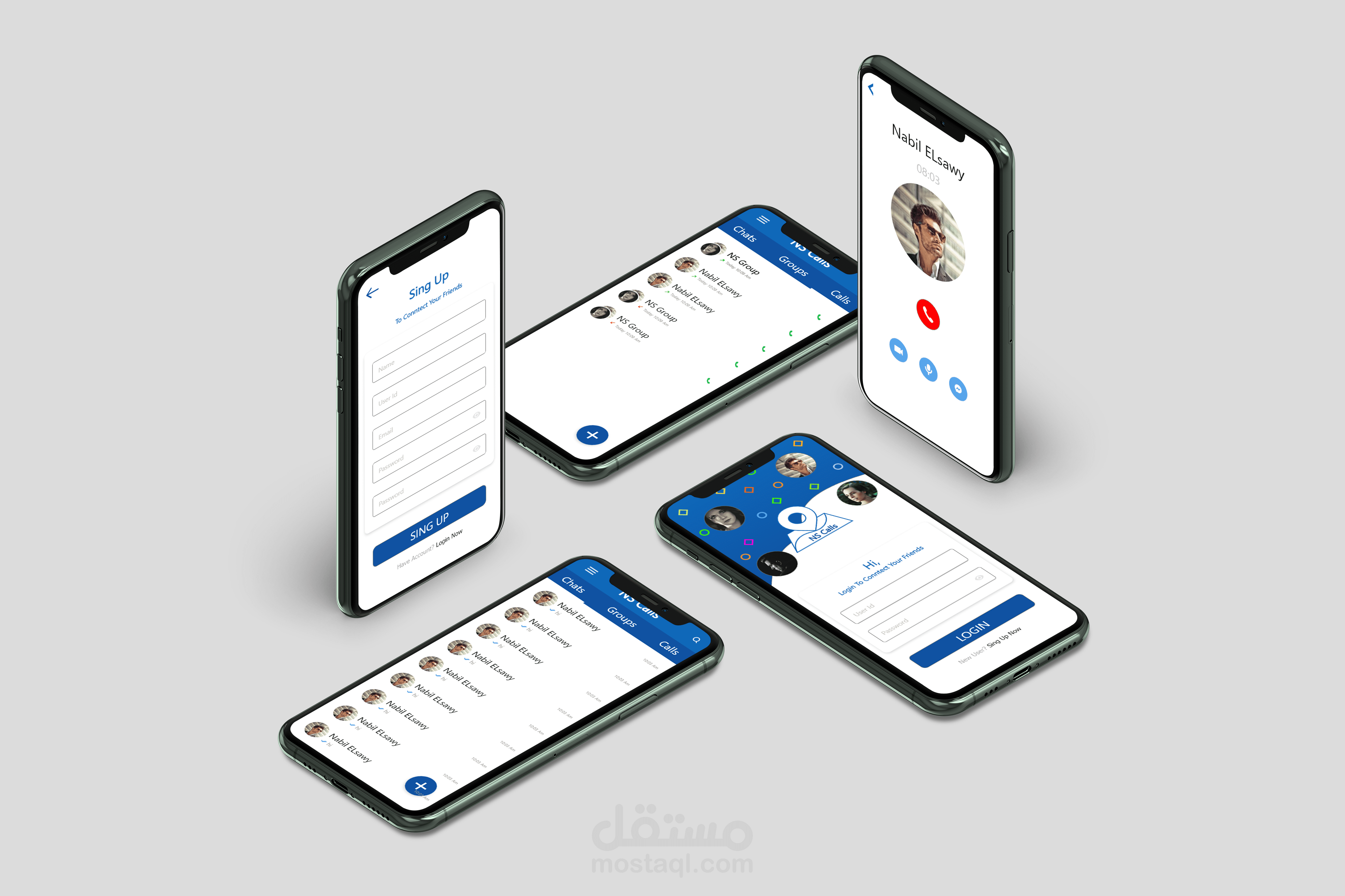 تصميم UI/UX لتطبيق تواصل اجتماعي