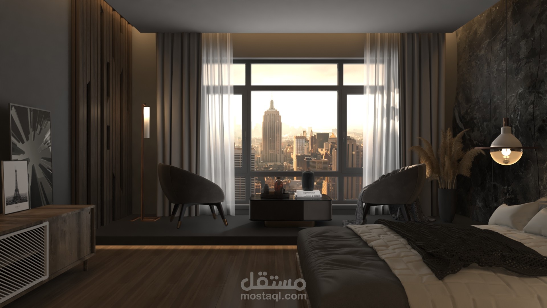 Black master bedroom-interior design