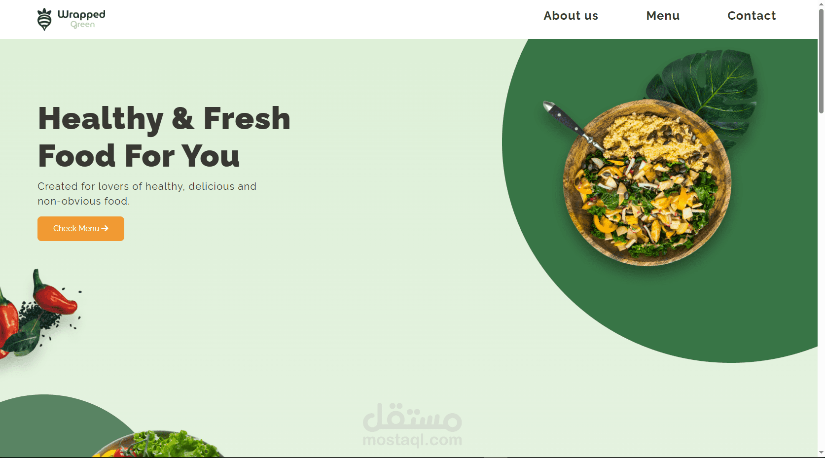Wrapped green -  صفحة هبوط لمطعم