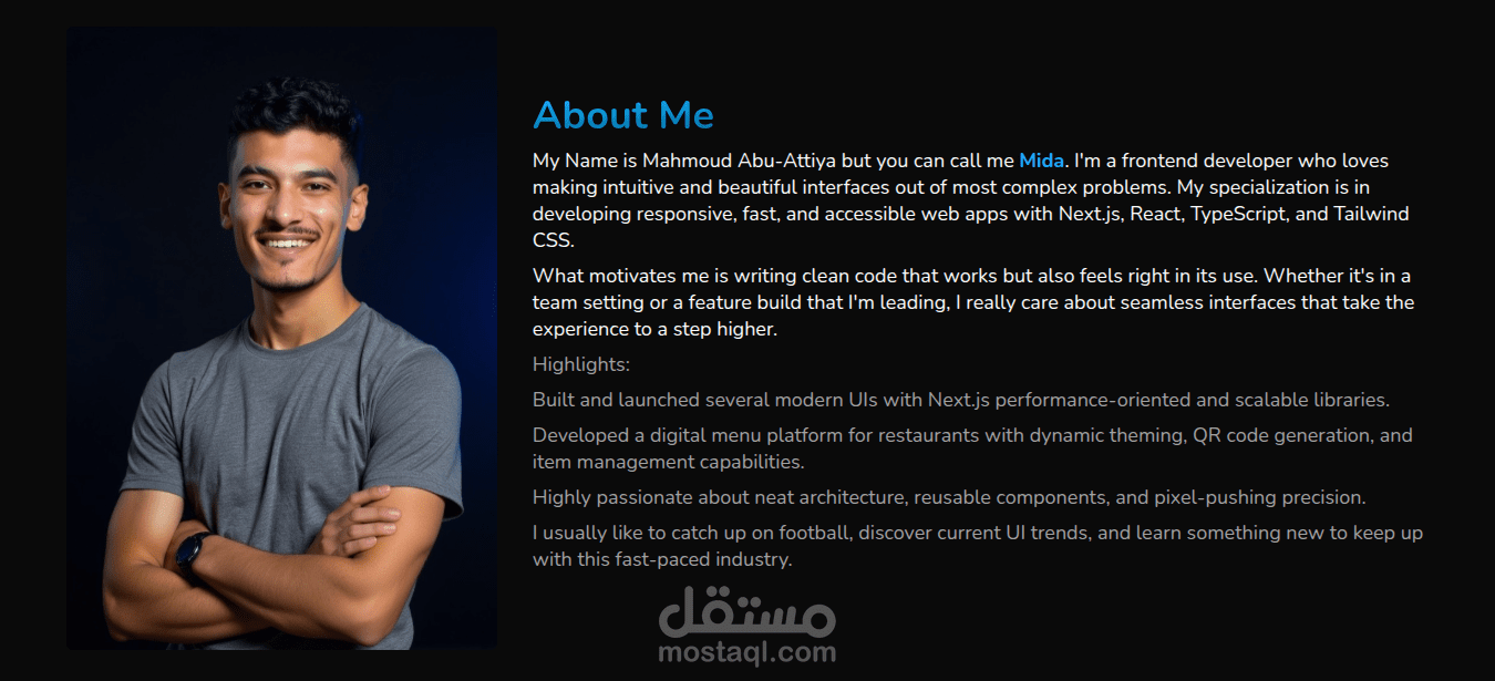 تصميم وتطوير موقع سيرة ذاتية شخصية Portofolio