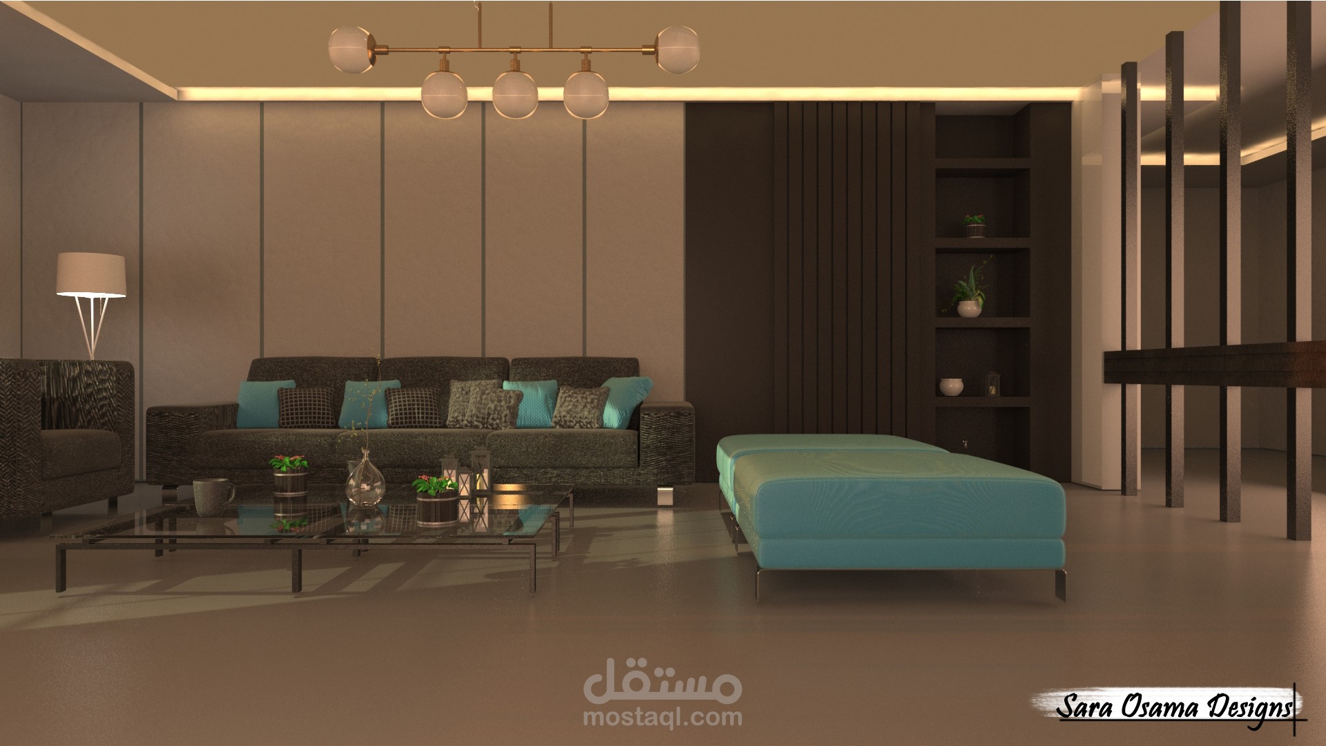 تصميم داخلي لغرفة معيشة