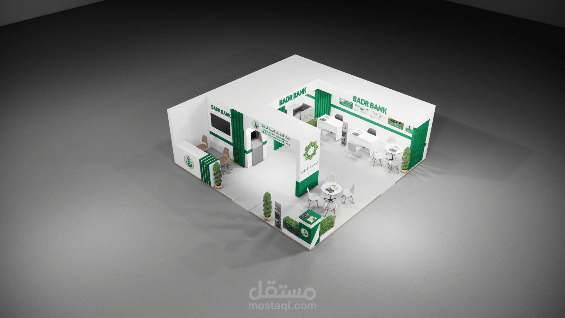 تصميم 3D trade show booth  تصميم جناح عرض تجاري ثلاثي الأبعاد