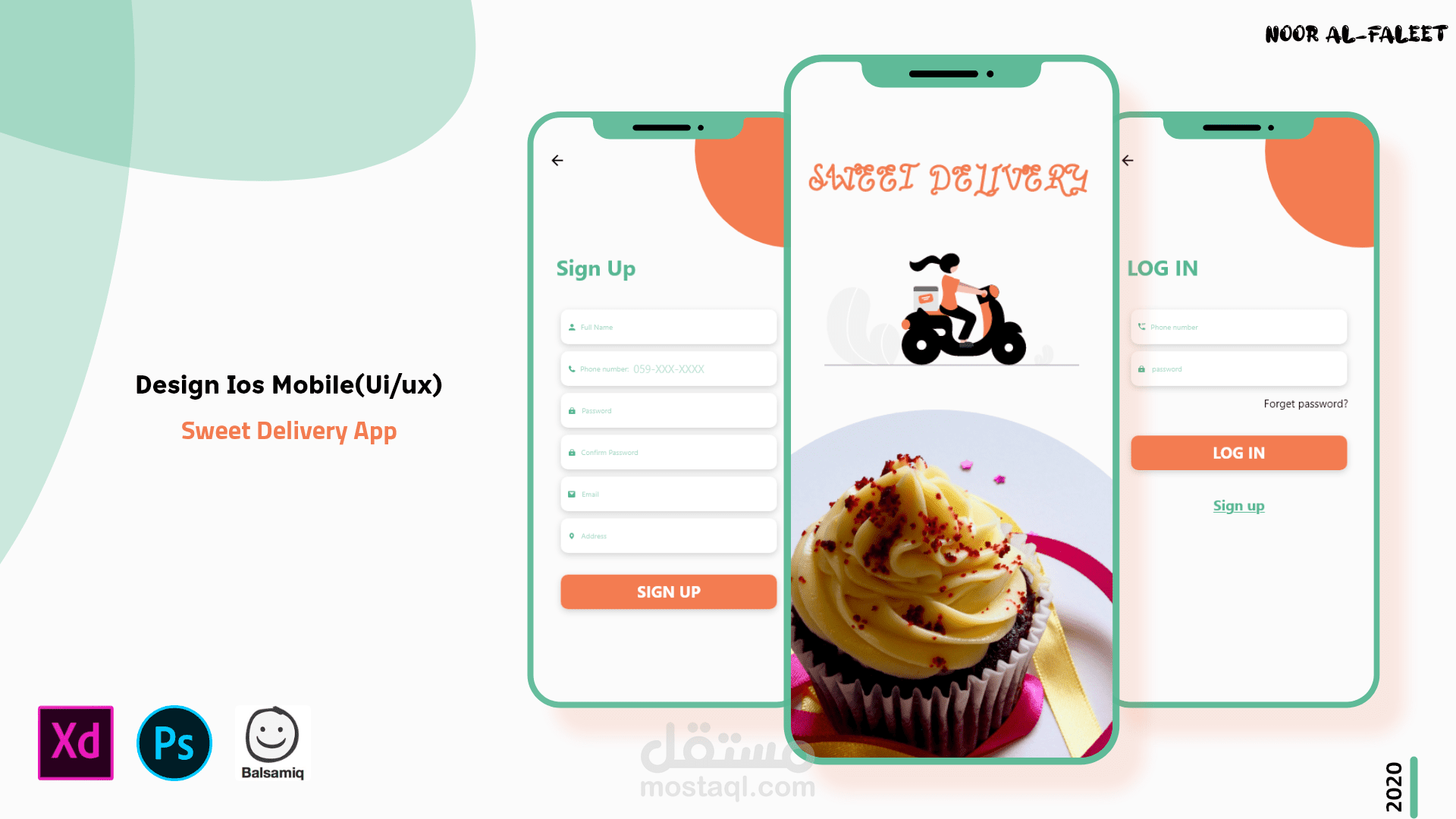 تصميم تطبيق IOS دليفري حلويات باستخدام برنامج الAdobe Xd