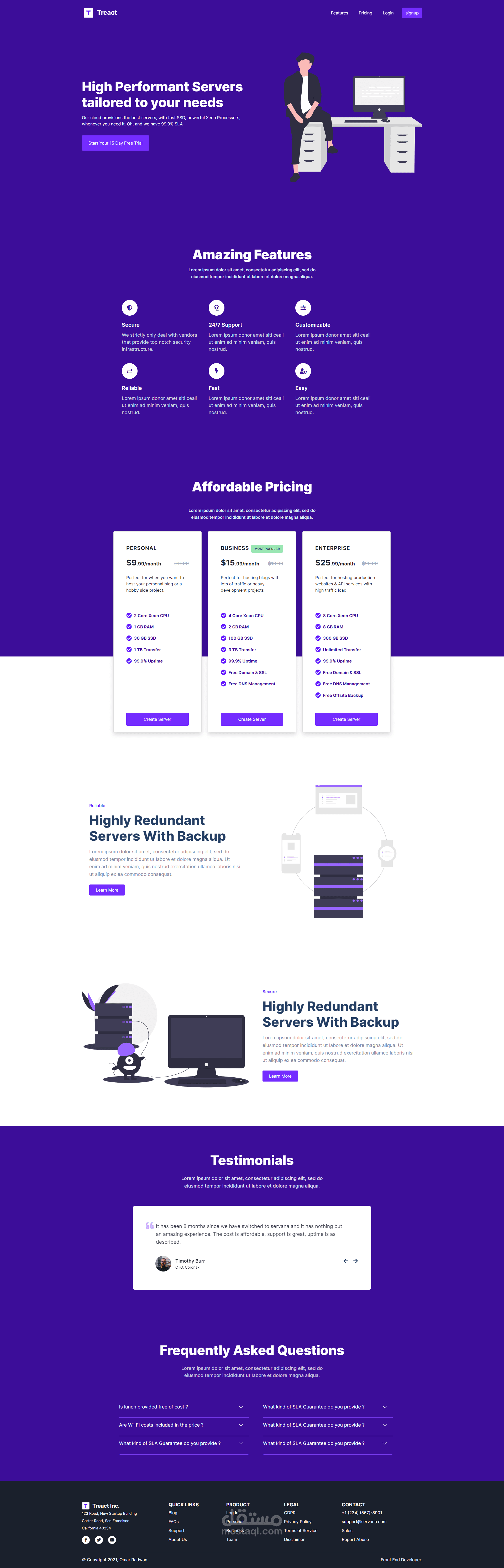 Landing page عصرية.