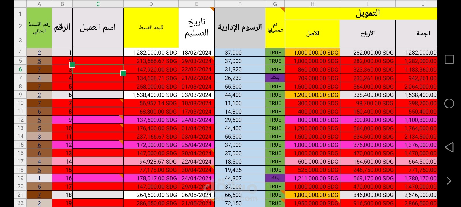 تصميم قاعدة بيانات عملاء