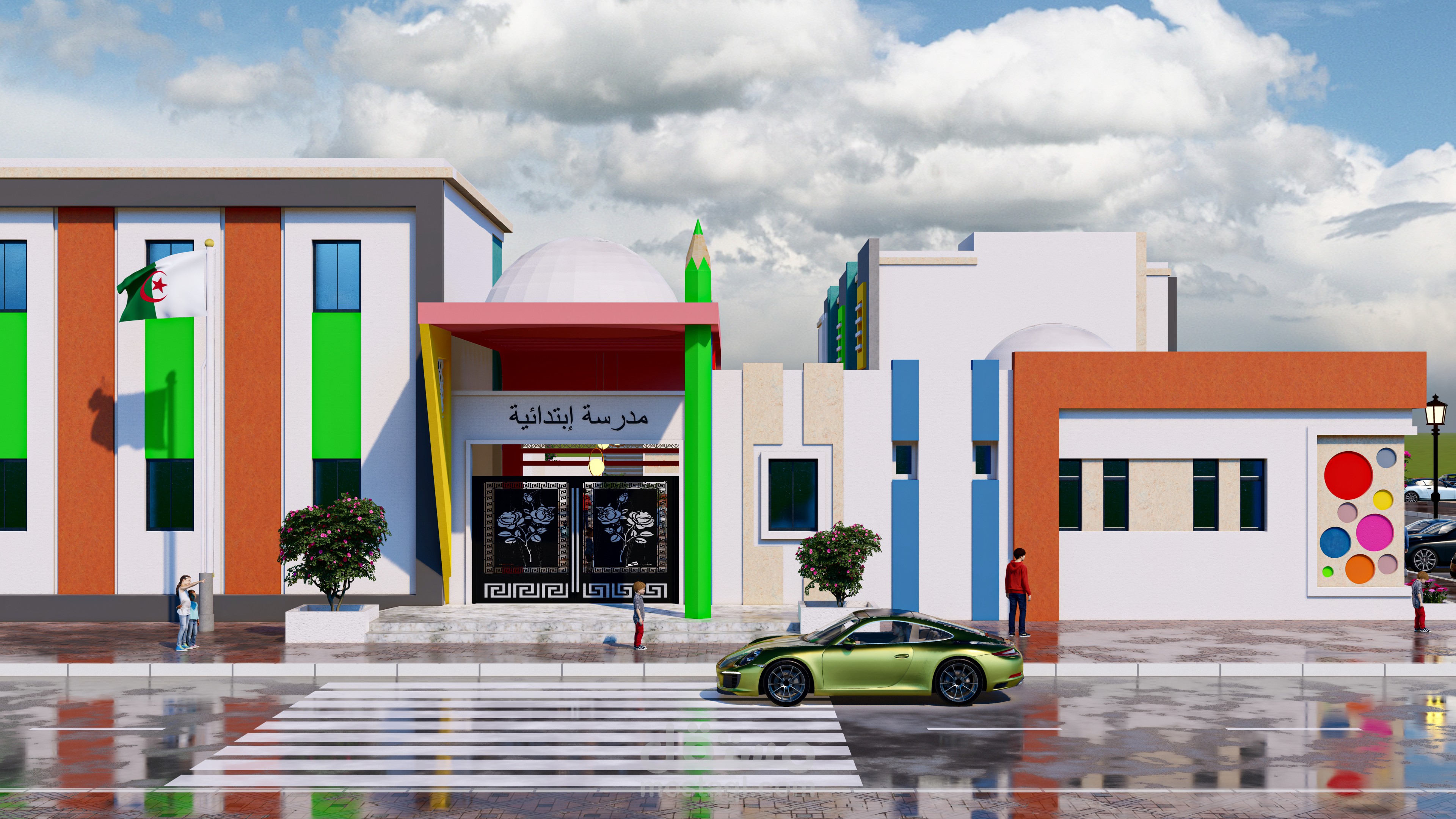 تصميم ثلاثي الأبعاد – مدرسة ابتدائية قيد الإنشاء