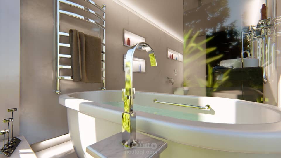 تصميم داخلي و ديكور  حمام 3d و 2d