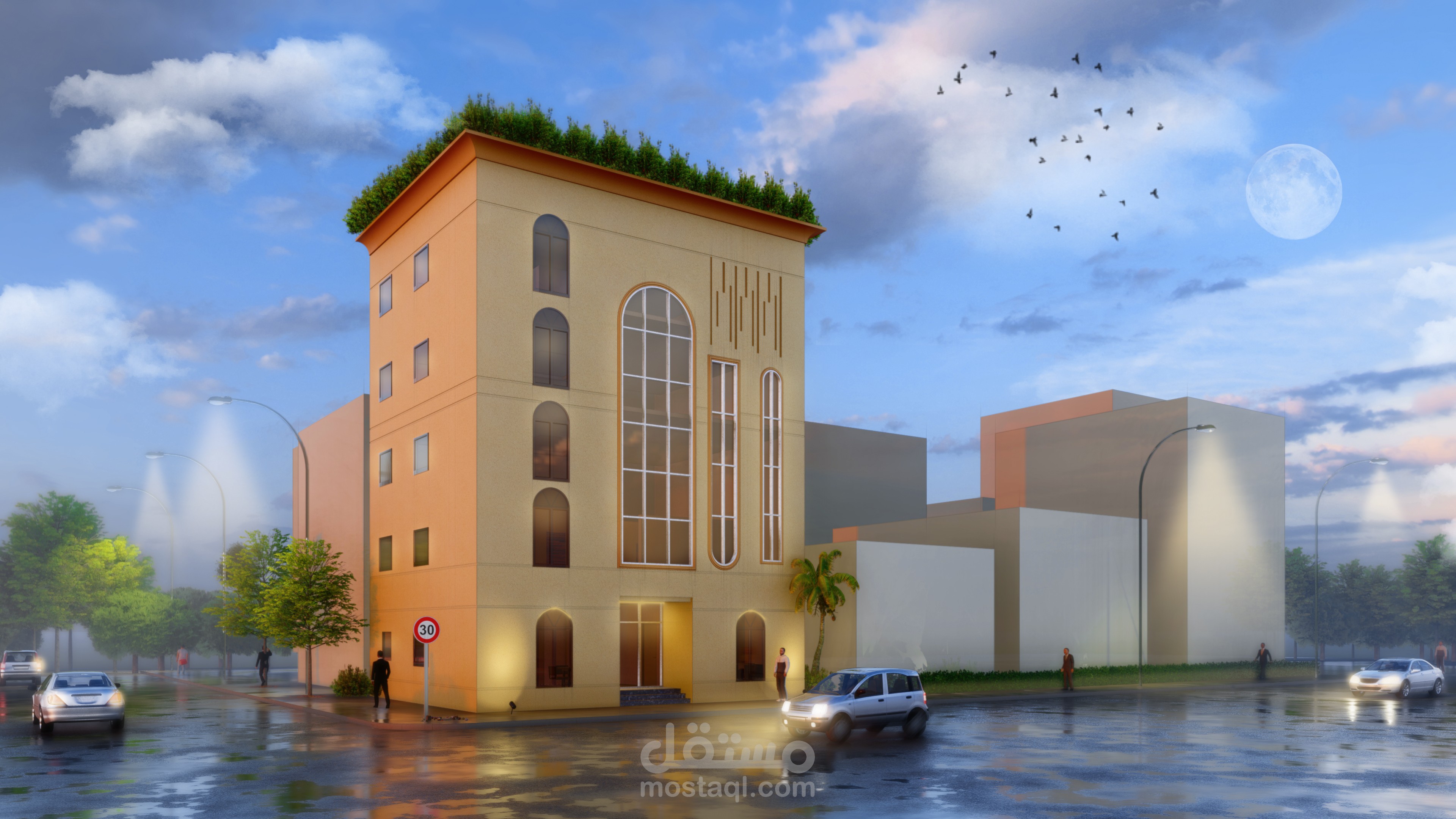 تصميم عمارة سكنية بالمساقط الافقية والواجهات