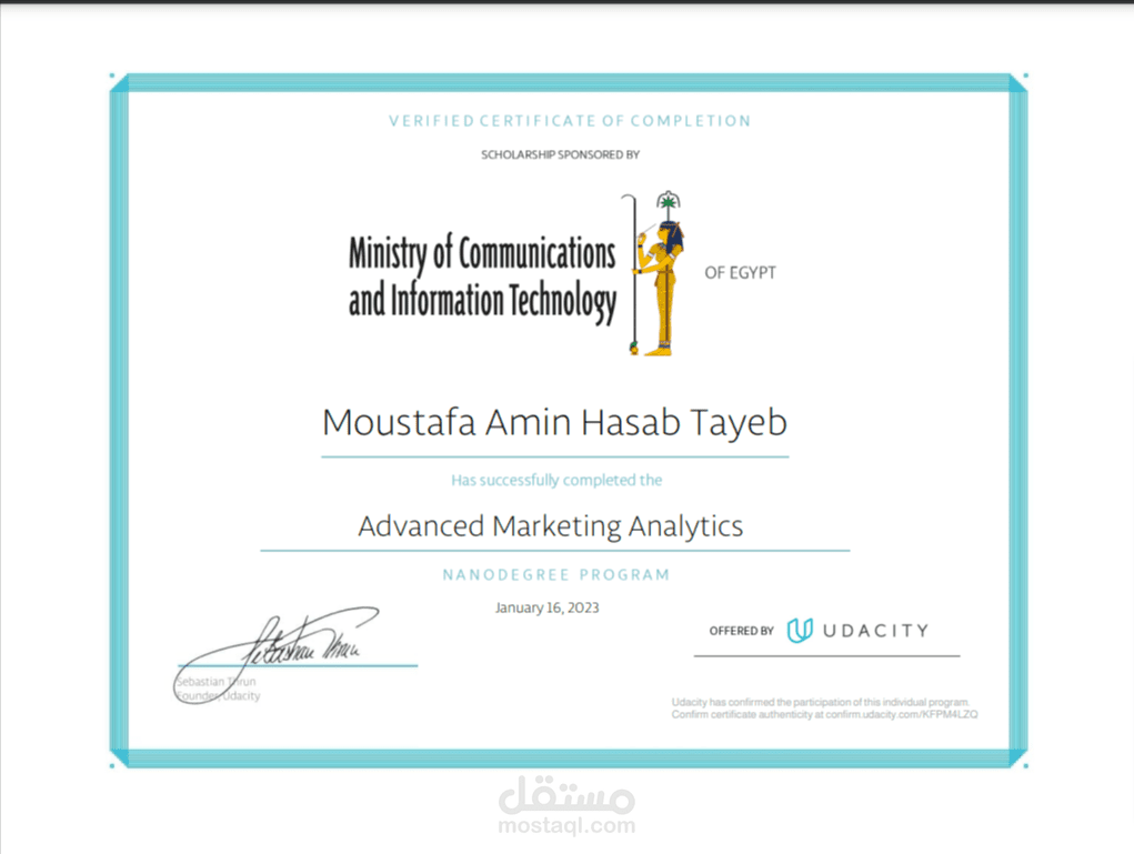 Nanodegree in professional Marketing Analytics with Udacity and egFWD