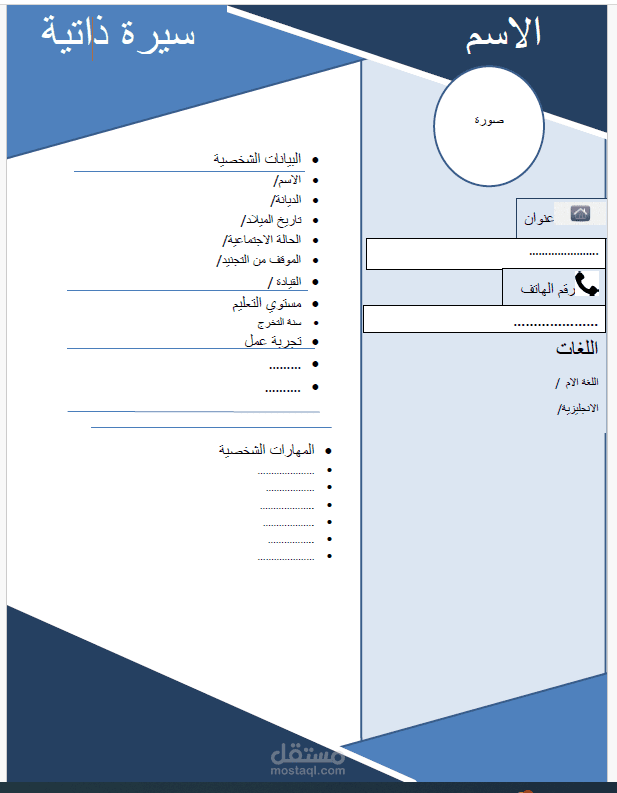انشاء cv باللغه العربية بشكل محترف