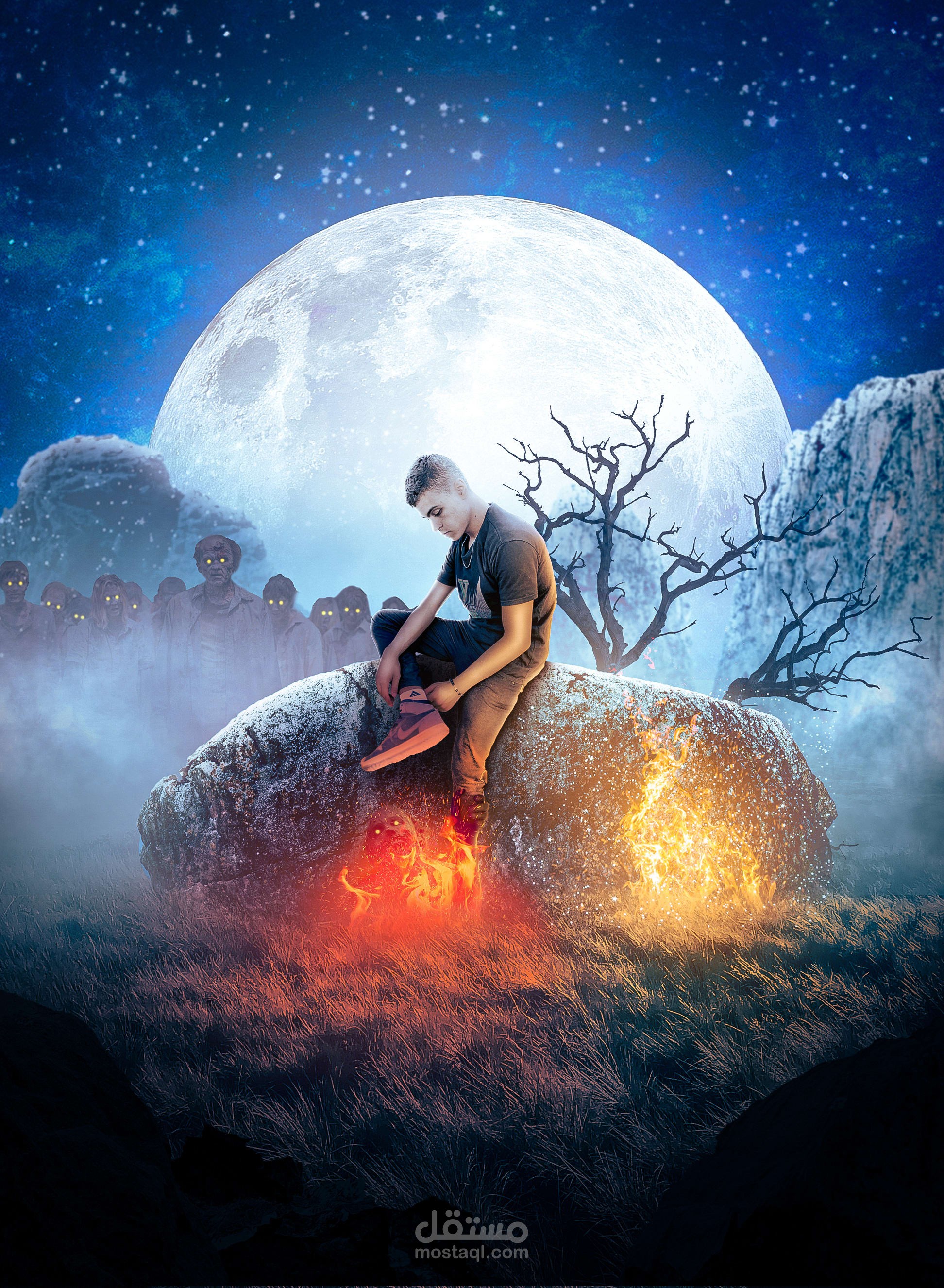 Photoshop manipulation - zombie night day