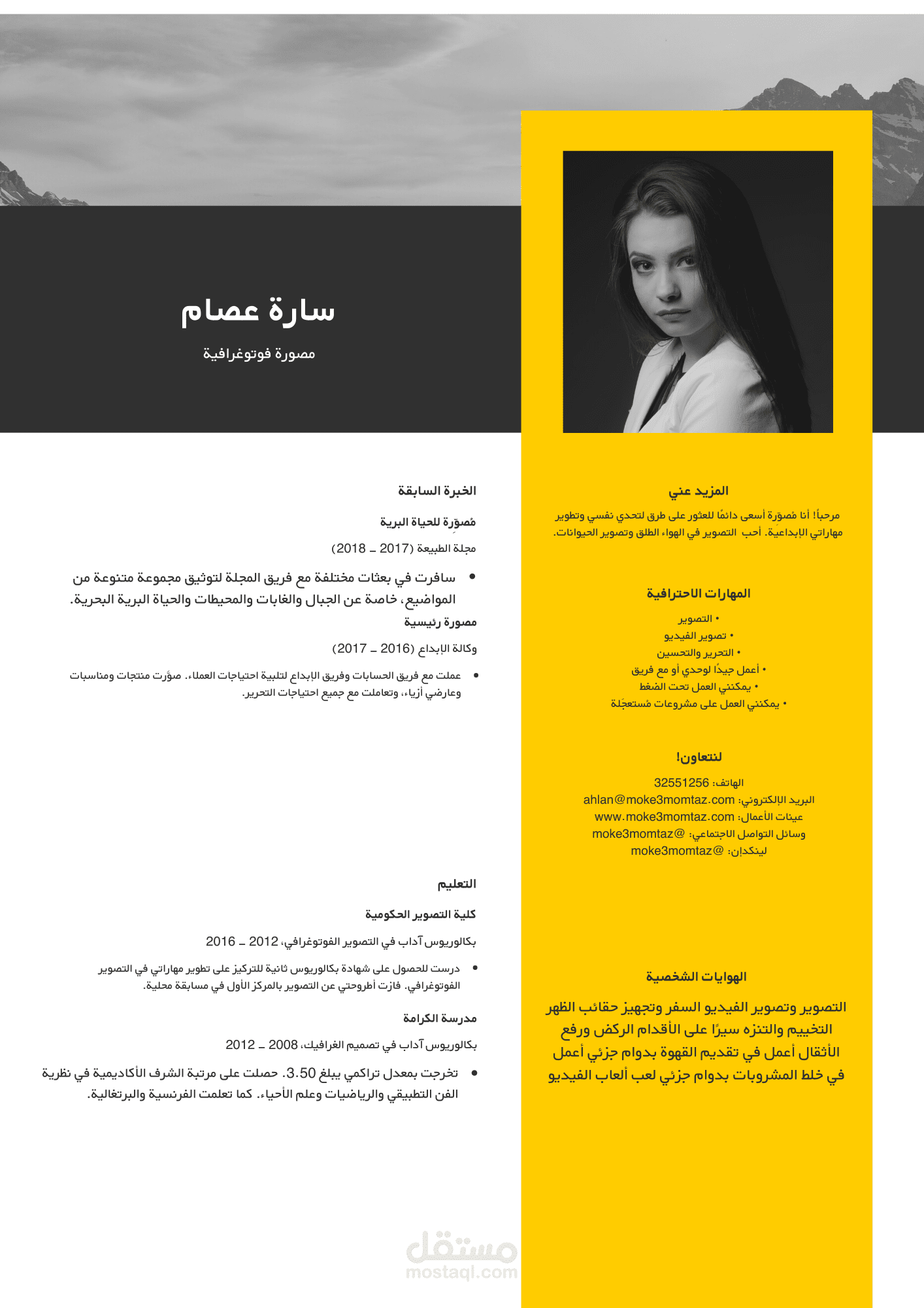 كتابة و تصميم سير ذاتية عصرية باللغة العربية و الانجليزية