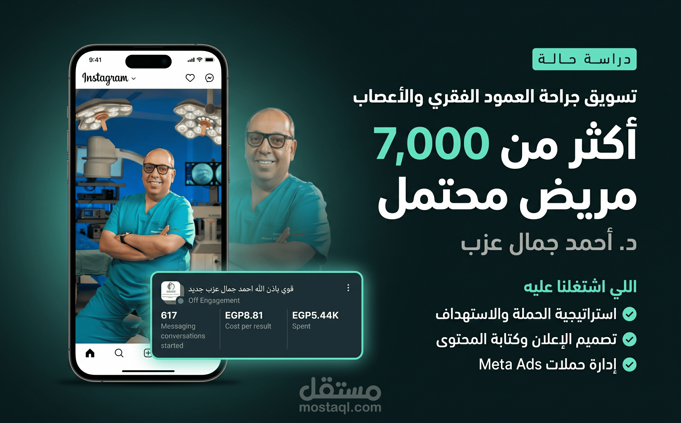 استقطاب +7000 مريض: حملات التسويق لعيادات جراحة المخ والأعصاب والعمود الفقري