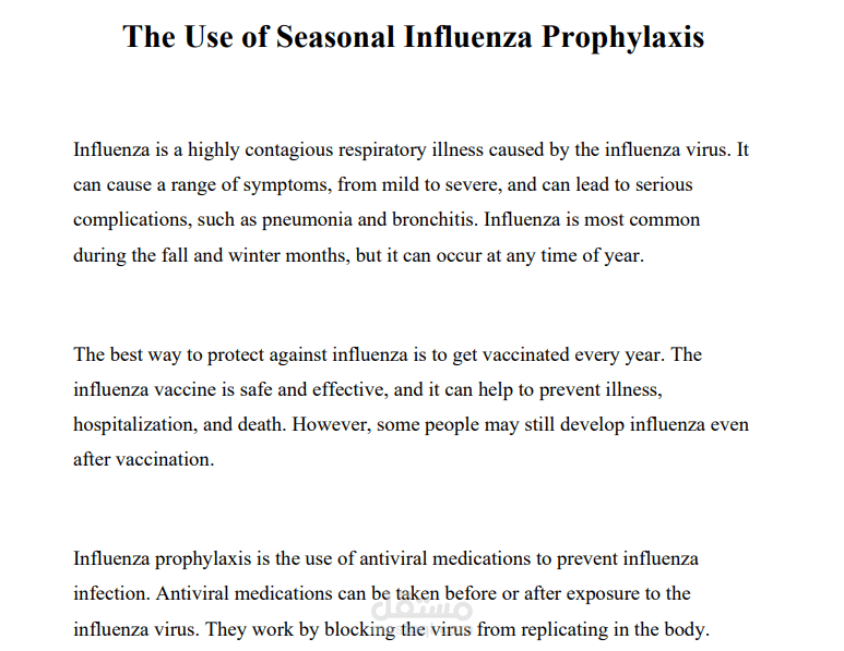 Narrative review about the use of Seasonal Influenza Prophylaxis