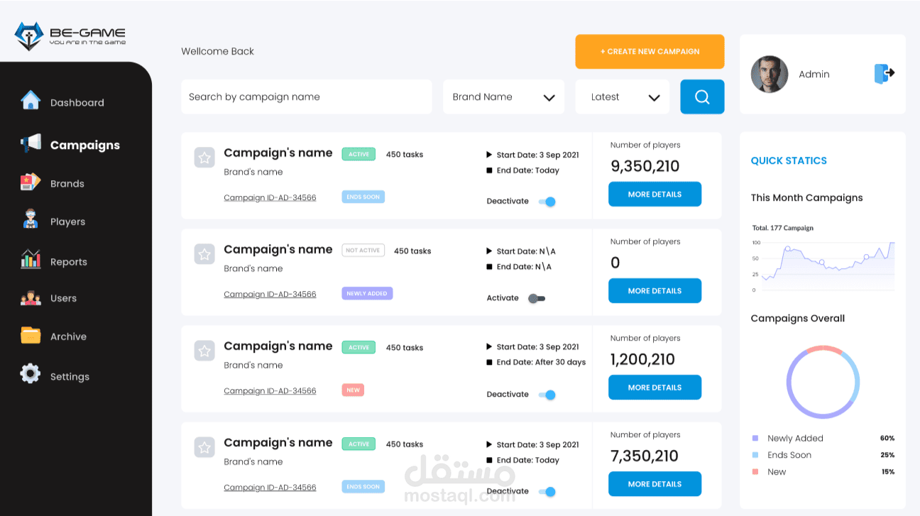 Begame Dashboard