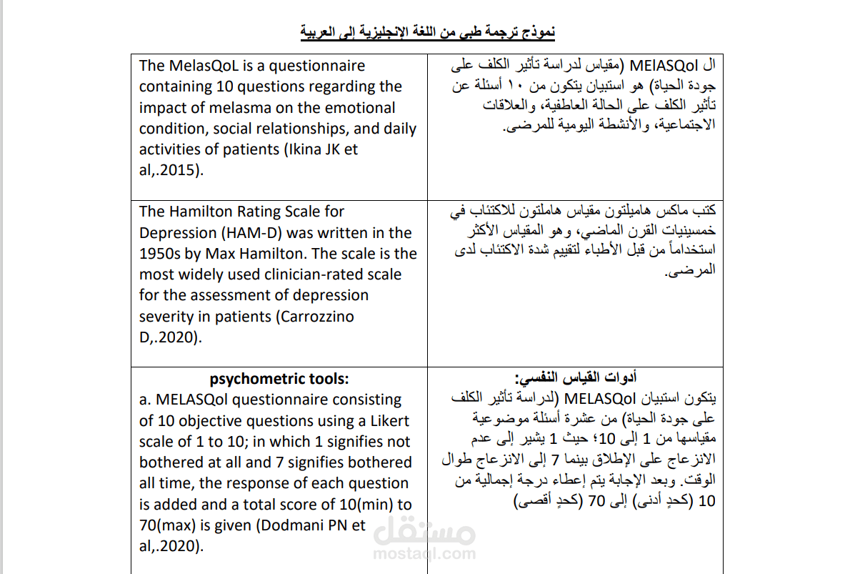 ترجمة نص طبي من اللغة الإنجليزية إلى العربية