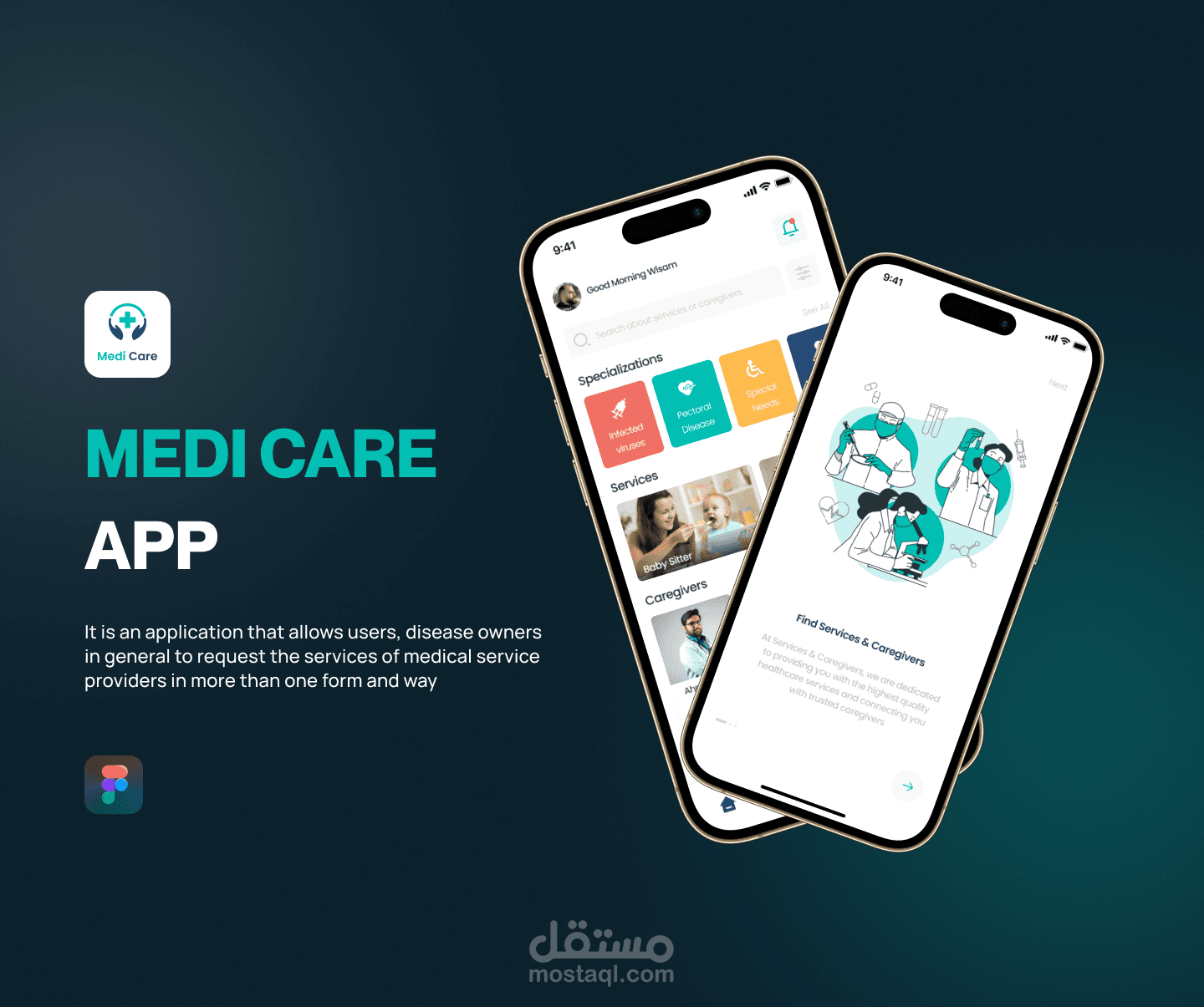 دراسة كاملة وتصميم تطبيق Medi Care