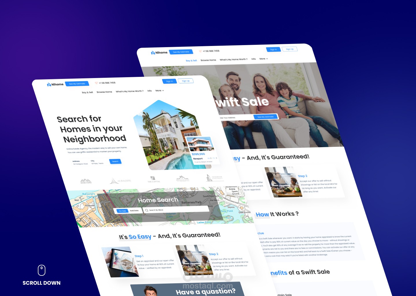 Landing Page Nihome for real state & Swift Sale
