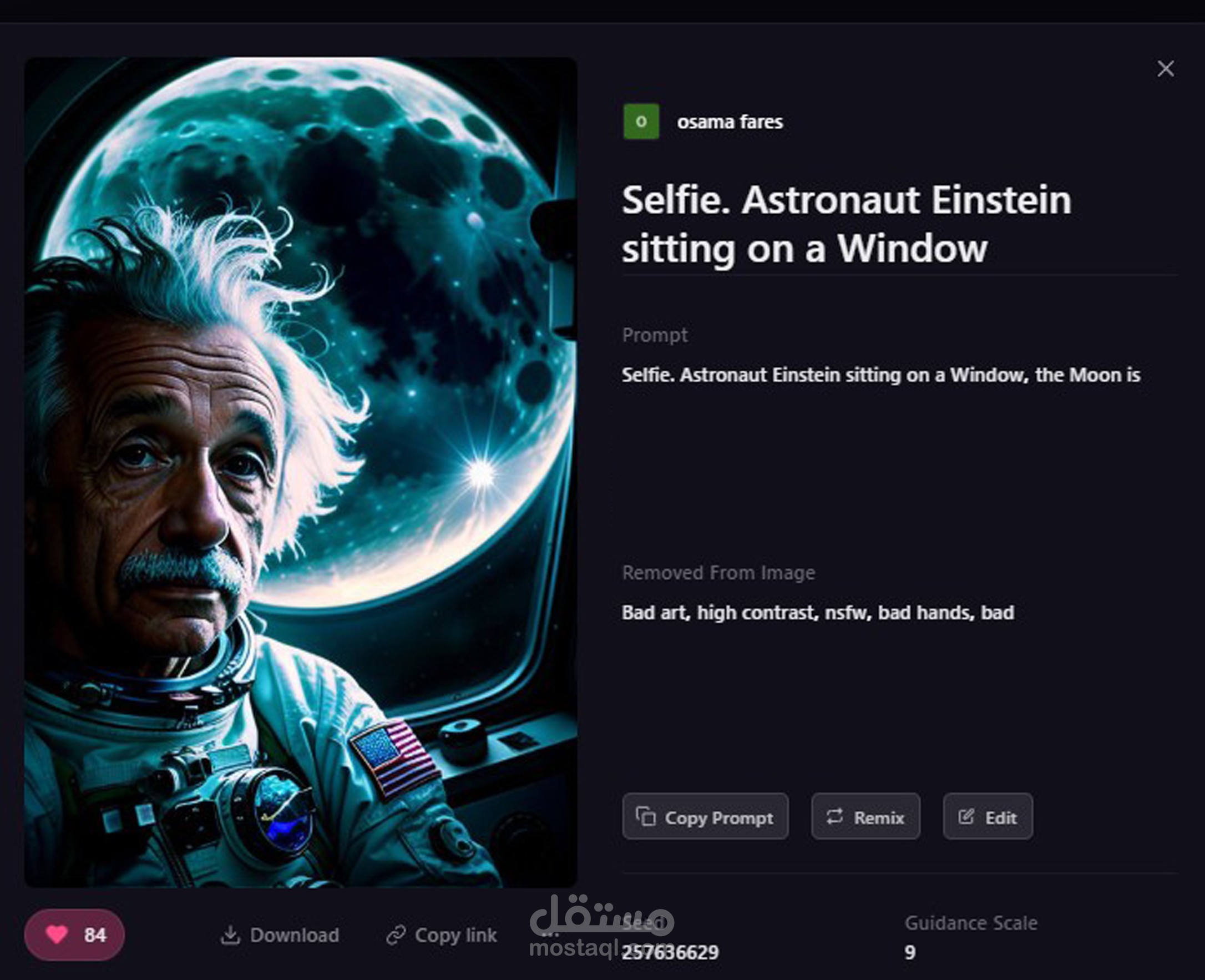 My Work Ai  : Selfie Astronaut Einstein sitting
