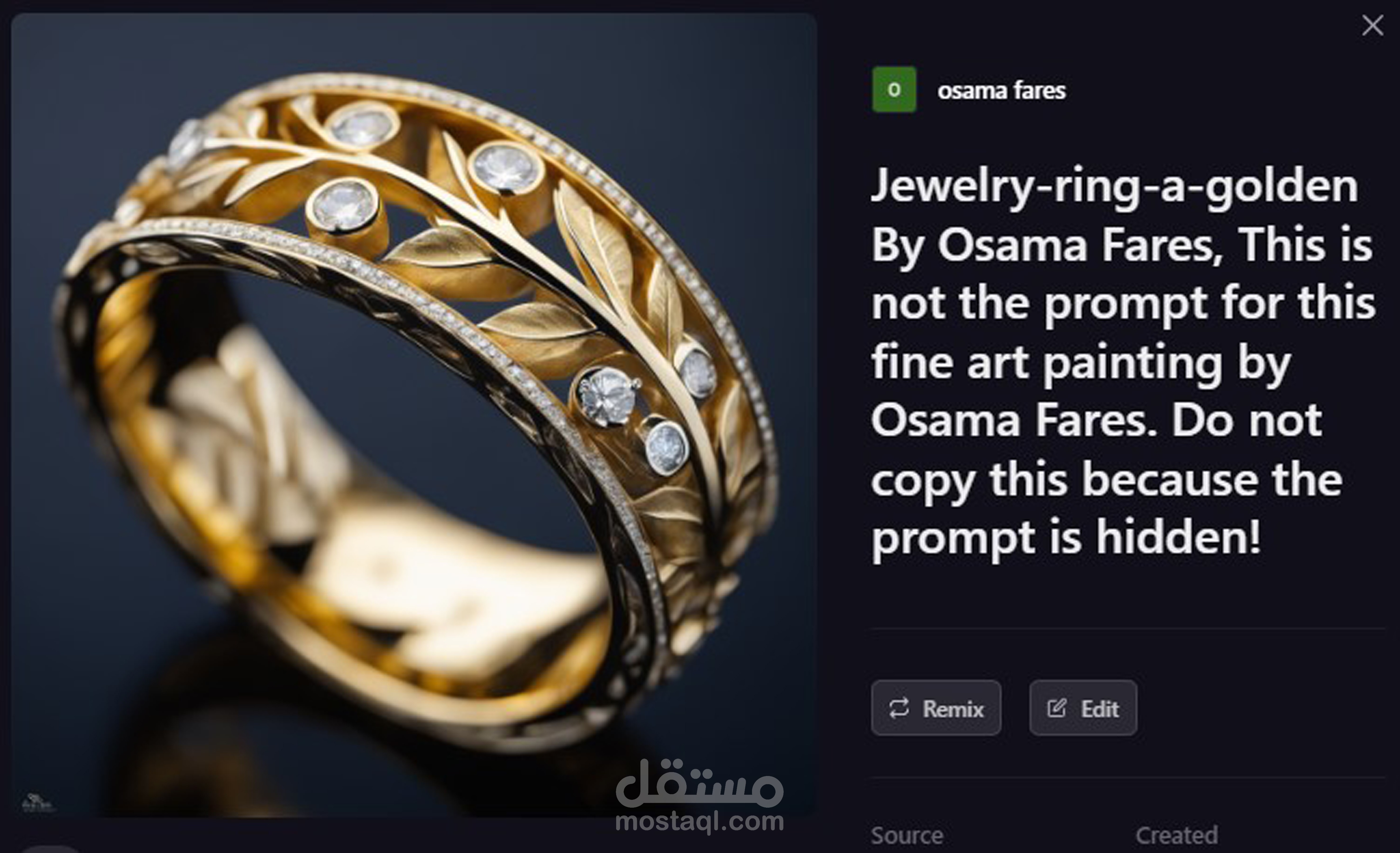 مجوهرات خاتم Ai art painting by Osama Fares.